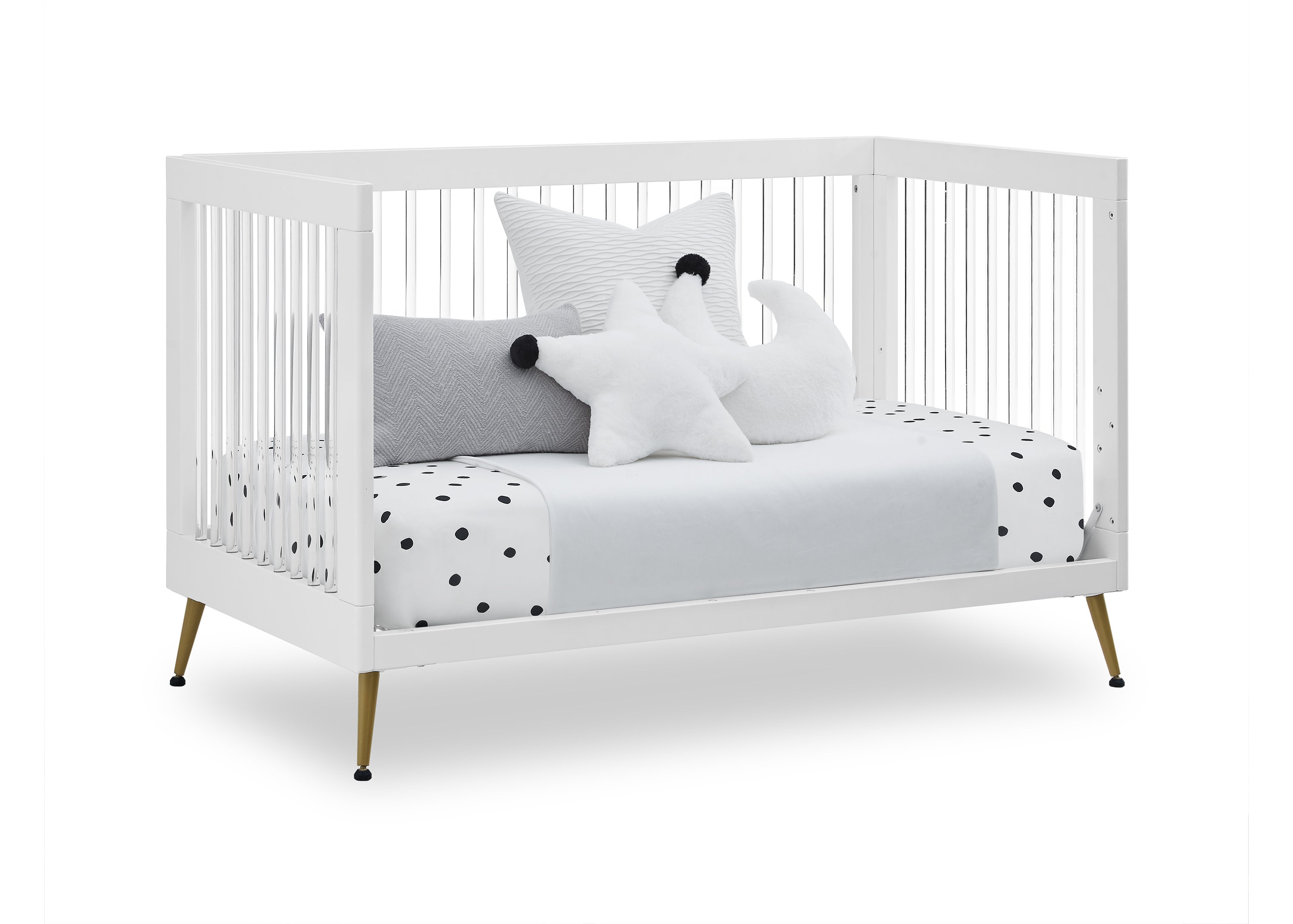 Sloane 4-in-1 Convertible Acrylic Baby Crib - Modern Nursery Furniture for Newborn to Toddler Bed | Perfect for Small Spaces & Stylish Nurseries