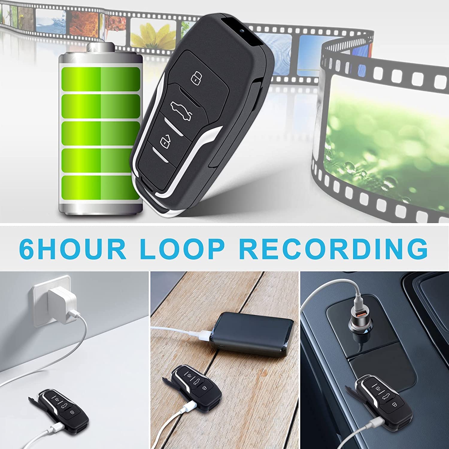 1080P Mini Hidden Spy Camera with Motion Detection - 64GB Car Key Camera, Small Portable Security Camera (QD004UK) for Home Surveillance, Office Monitoring & Secret Recording