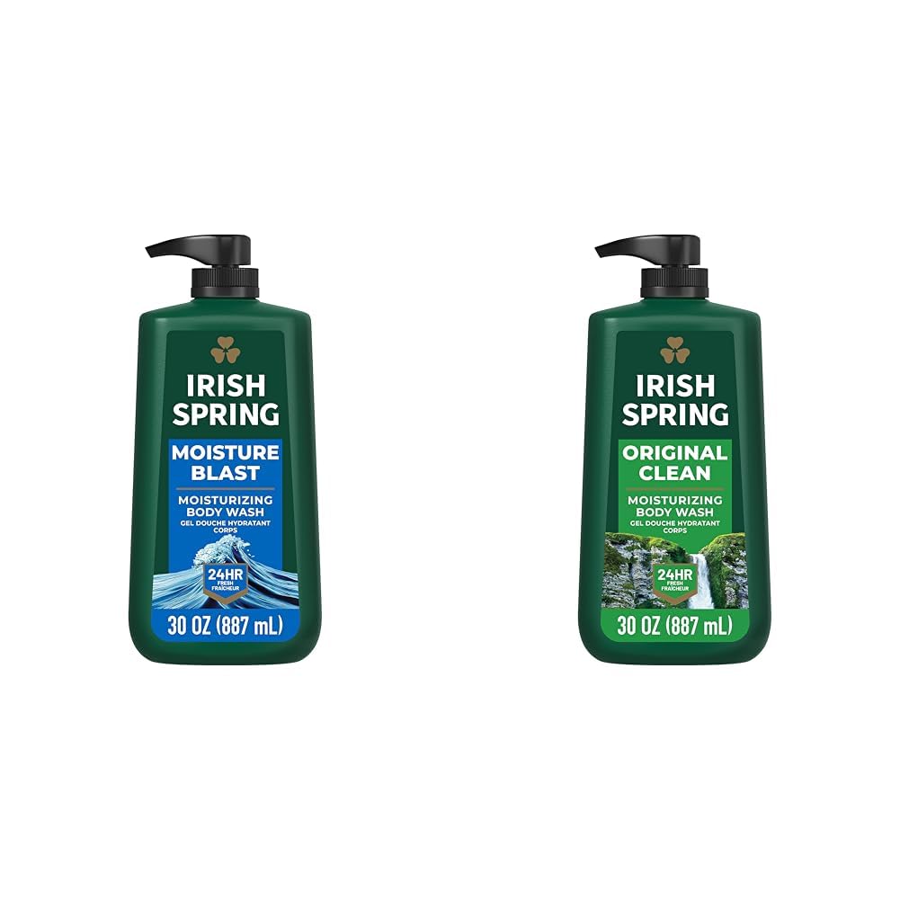 Irish Spring Moisture Blast Body Wash for Men - 30 Oz Pump Bottle with Original Clean Scent | Refreshing Daily Shower Gel for Gym, Work & Active Lifestyle