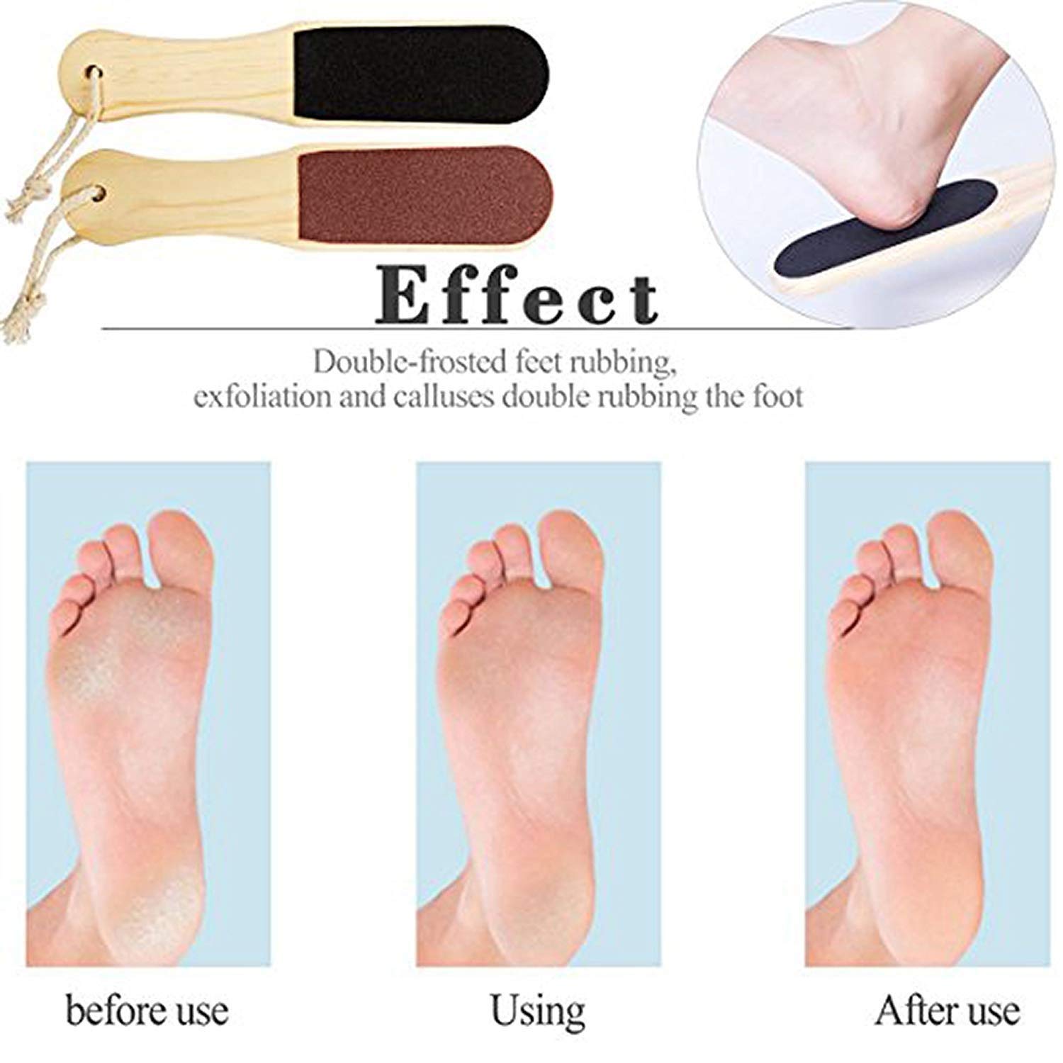 M.S TRADERS Double Sided Foot File Scrubber - Professional Dead Skin & Callus Remover Pedicure Tool with Ergonomic Wooden Handle | Cracked Heels, Hard Skin & Corn Removal for Wet & Dry Feet | Perfect for Home Pedicure, Foot Care & Spa Treatments