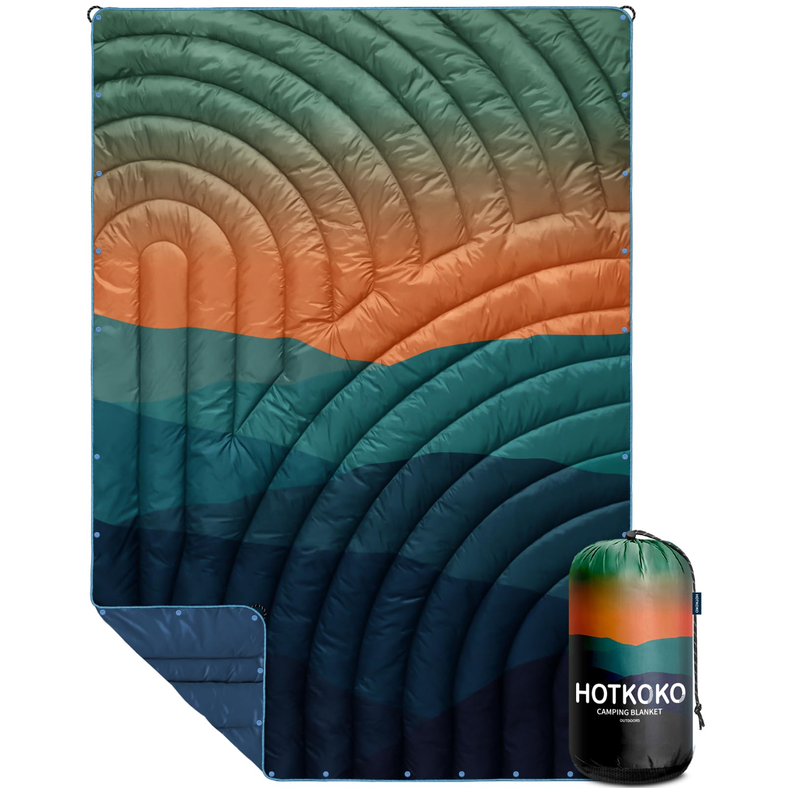 Lightweight Puffy Printed Camping Blanket - Packable Outdoor Blanket for Camping, Hiking, Picnics, Travel & Stadium Events - Perfect for Backpacking, Beach Days and Outdoor Adventures
