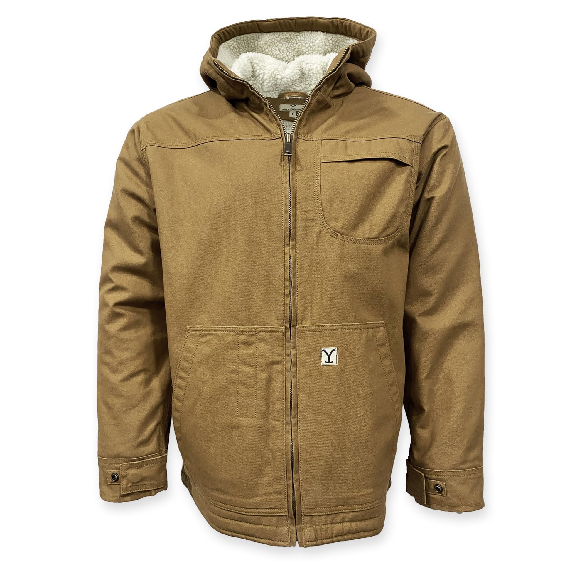 Yellowstone Canvas Duck Jacket with Warm Sherpa Lining - Water-Resistant Outdoor Coat for Hiking, Camping & Winter Adventures
