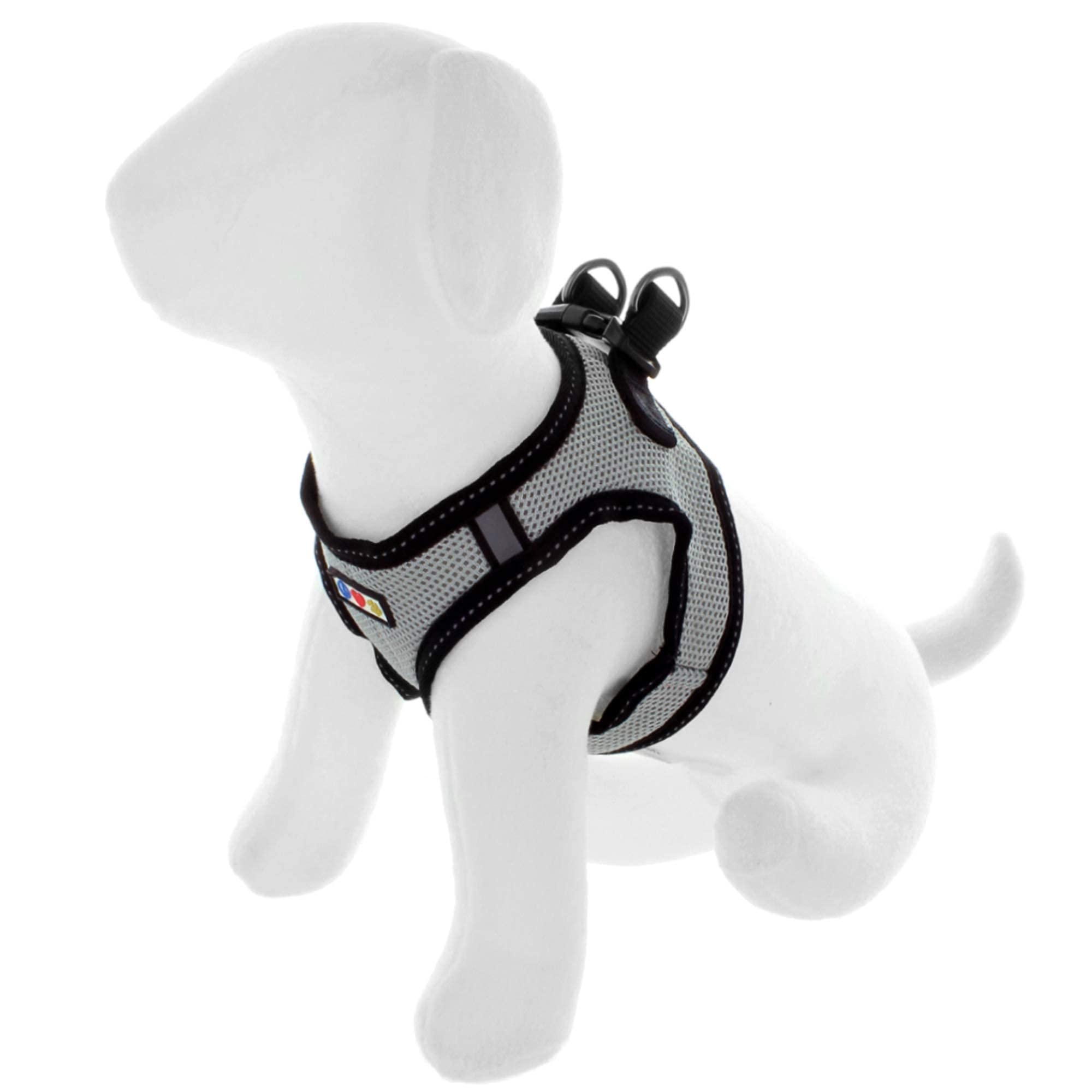 Pawtitas Reflective Mesh Dog Harness, Collar & Leash Set for Small Dogs - Grey | Adjustable & Comfortable Pet Safety Gear for Walking, Training & Outdoor Adventures
