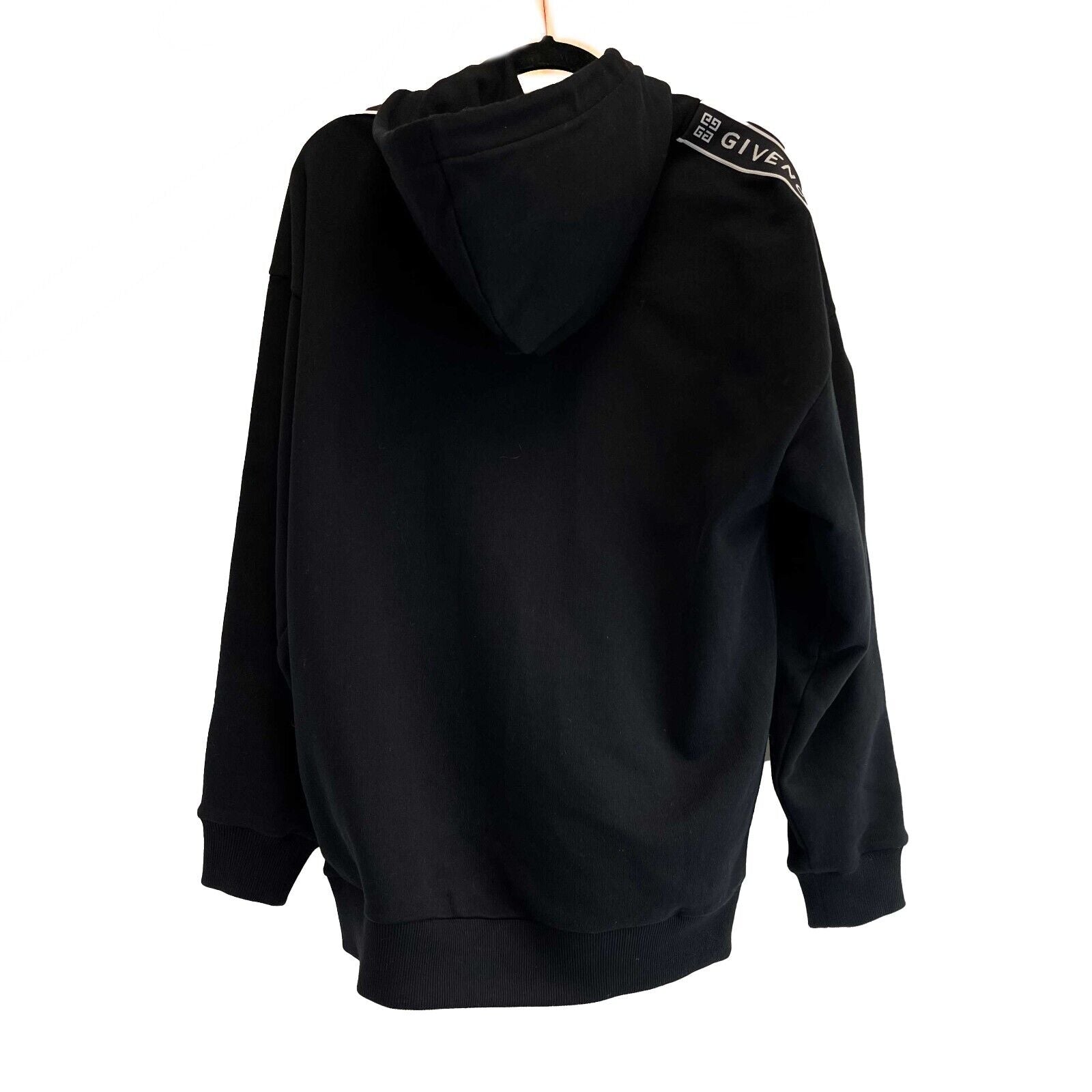 Givenchy Black & White Tape Side Logo Hoodie - Size S | Streetwear Fashion Hooded Sweatshirt for Men & Women | Perfect for Casual Outfits, Urban Style & Everyday Wear
