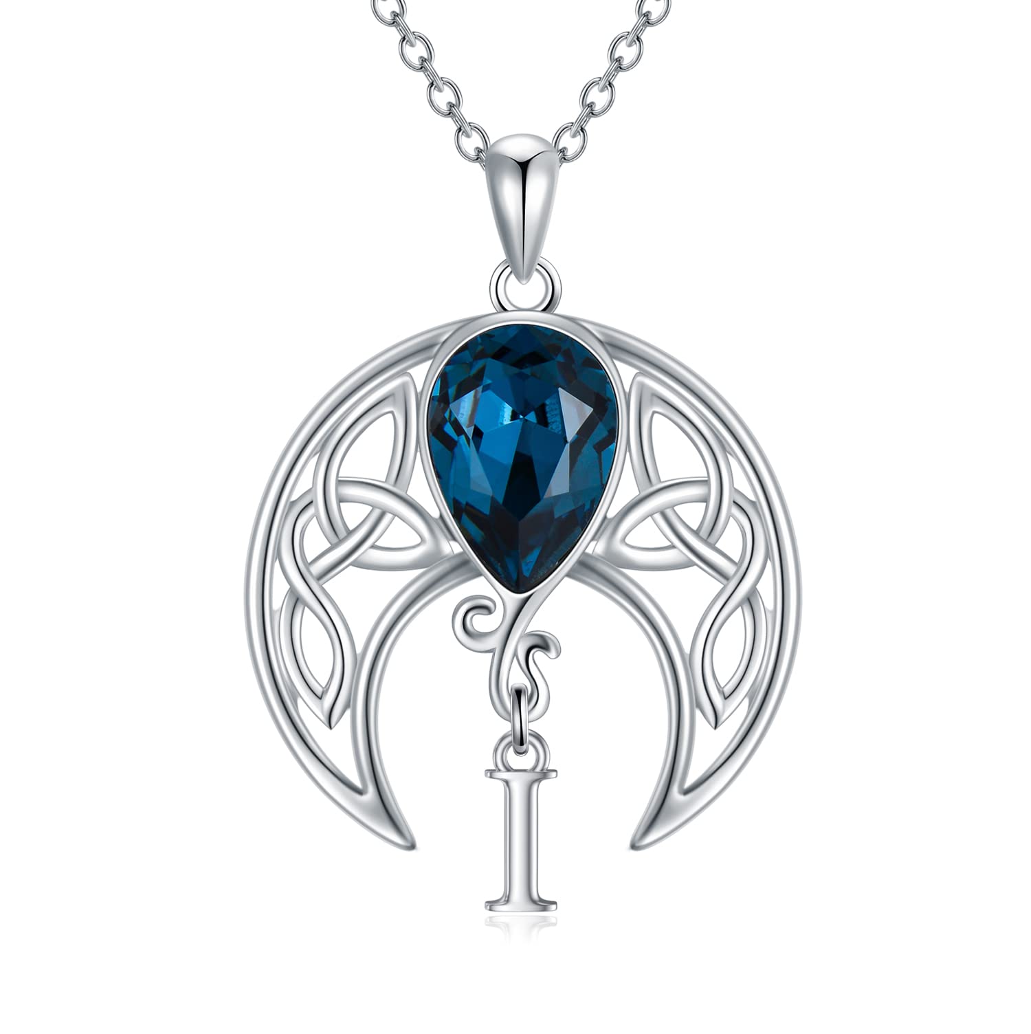 Celtic Moon Necklace with A-Z Initial Letter - Austrian Crystal Pendant, Personalized Birthday Jewelry Gift for Women & Girls | Perfect for Valentine's Day, Anniversary, Christmas & Special Occasions