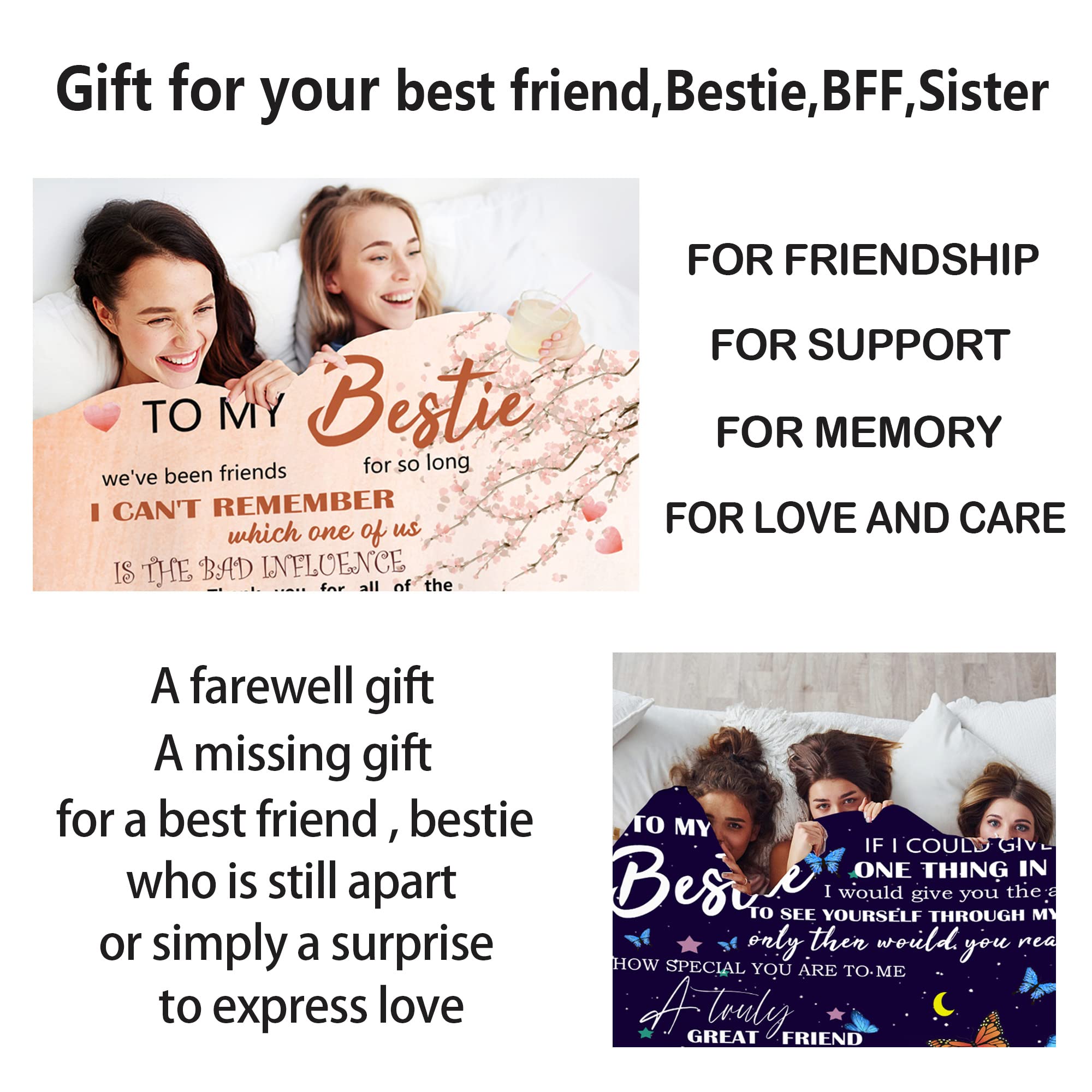 Custom Friendship Photo Blanket - Personalized Best Friend Gift with Inspirational Words - Birthday Present for Women & Teen Girls - Perfect for Cozy Nights, Dorm Room Decor, and Anniversary Celebrations