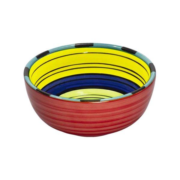 Colorful Puebla Stripes Ceramic Soup Bowls - Handmade Mexican Pottery for Soups, Salads & Cereals - Perfect for Dining, Gifting & Home Decor