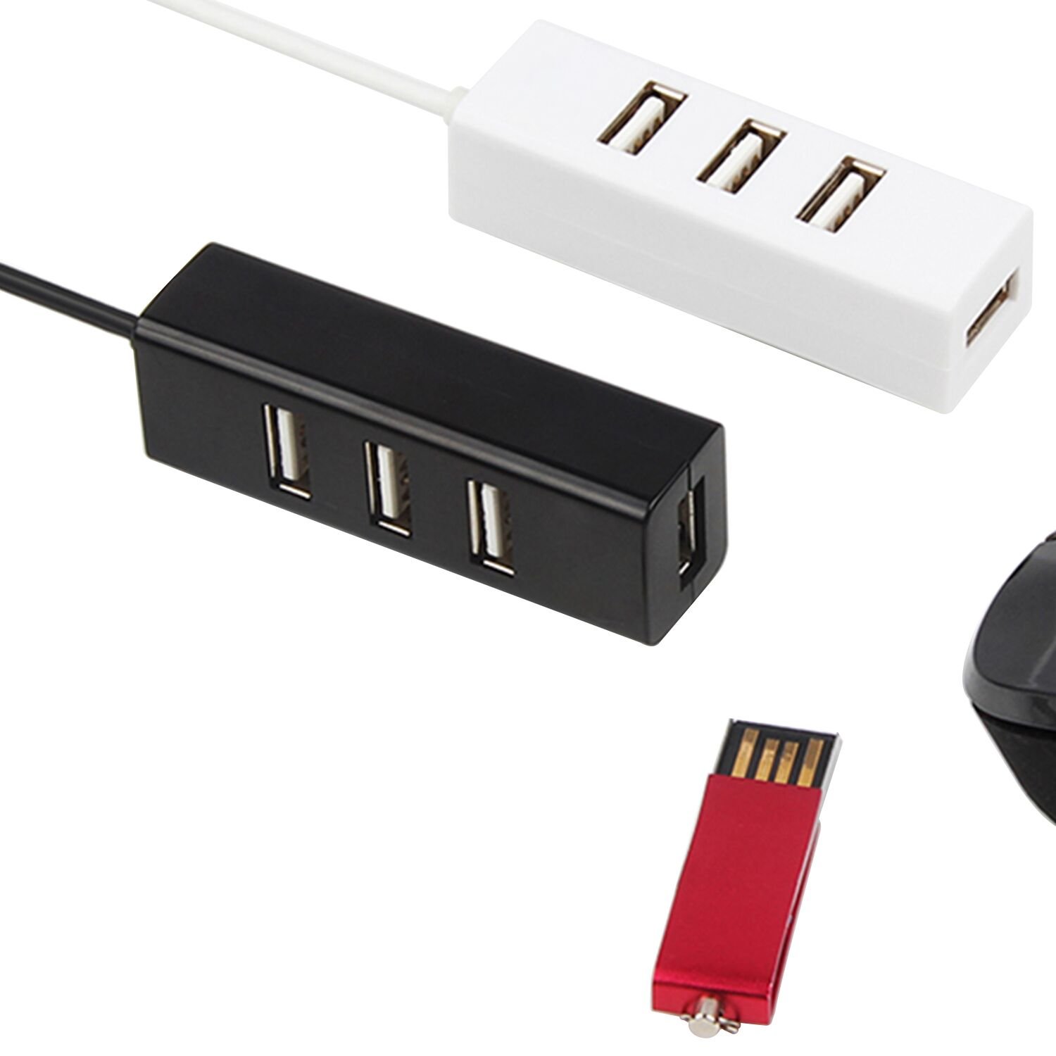 4-Port USB 2.0 Hub for MacBook, iMac, PC & Chromebook - High-Speed Data Transfer Hub with LED Indicators - Perfect for Home Office, Gaming & Travel (White)