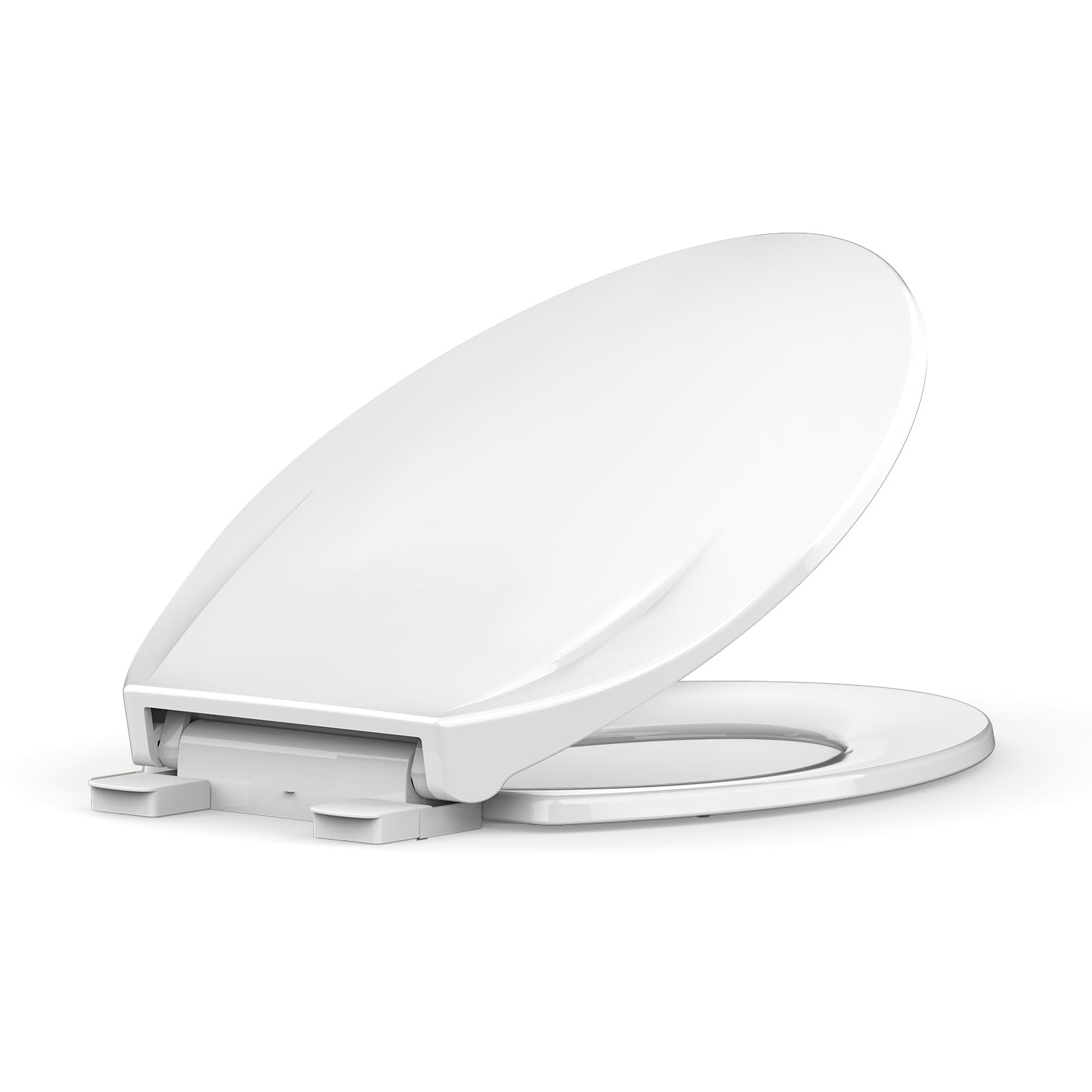 Elongated Toilet Seat with Quick-Release Hinges - Soft Close, No-Slip Design, Easy Installation & Cleaning - Fits Most Elongated Toilets (White) - Perfect for Modern Bathrooms, Guest Rooms & High-Traffic Homes