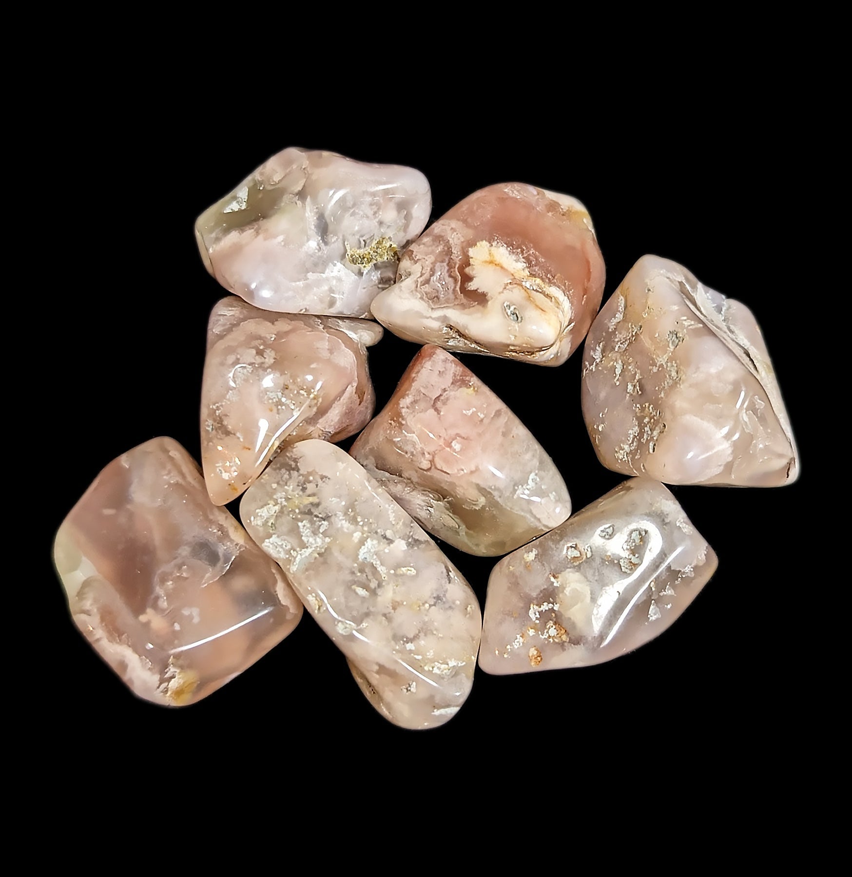 Healing Tumbled Flower Agate Stone - Natural Polished Gemstone for Meditation, Jewelry Making & Home Decor - Perfect for Stress Relief & Spiritual Energy