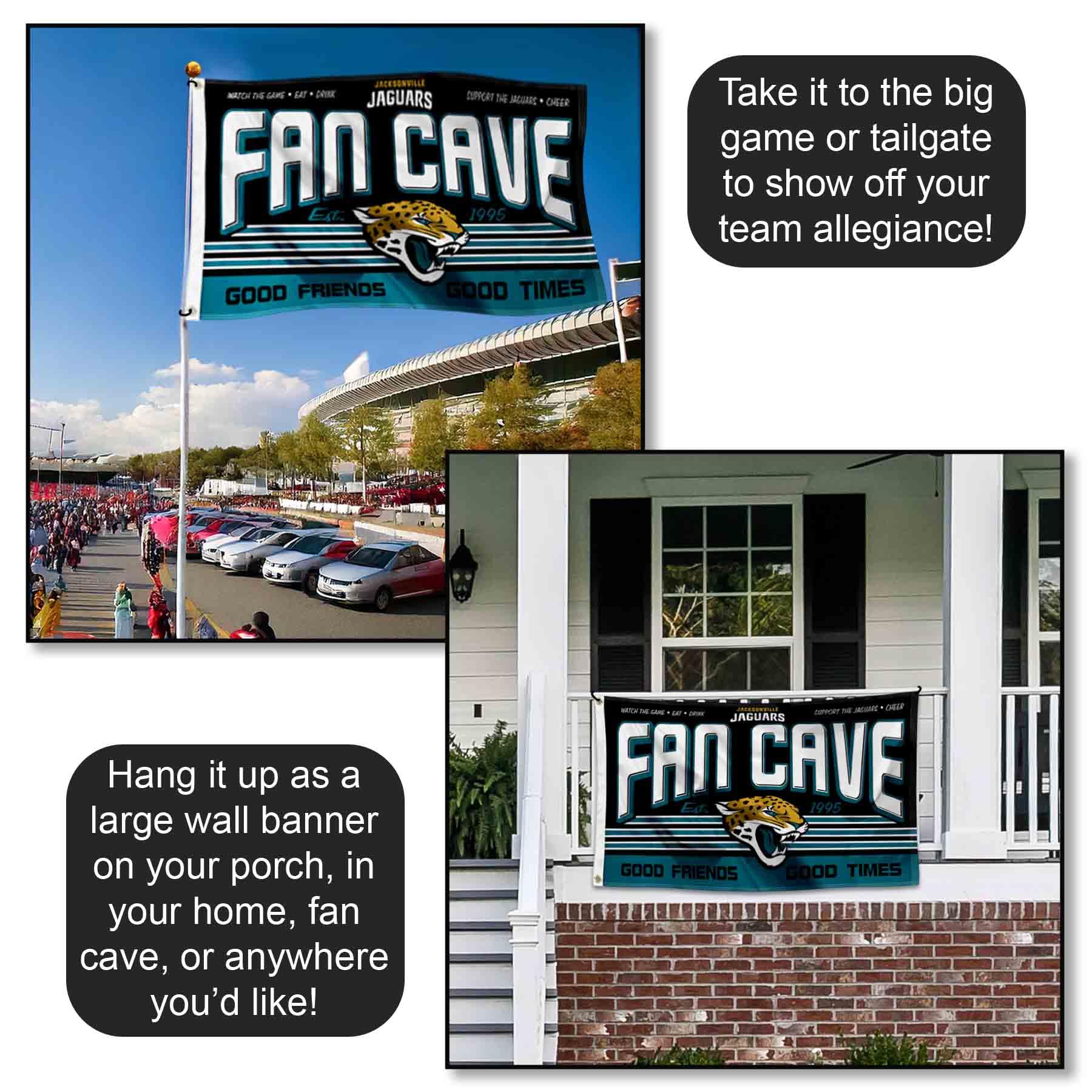 WinCraft Jacksonville Jaguars NFL Fan Man Cave Banner Flag - Perfect for Game Day Decor, Tailgating & Sports Room Wall Art