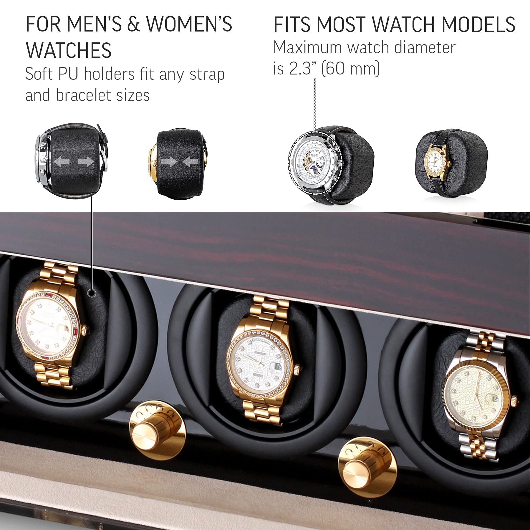 Premium Automatic Watch Winder for 3 Watches with 12-Slot Storage Box | Perfect for Automatic Watch Collection, Display & Protection | Home, Office & Travel Use