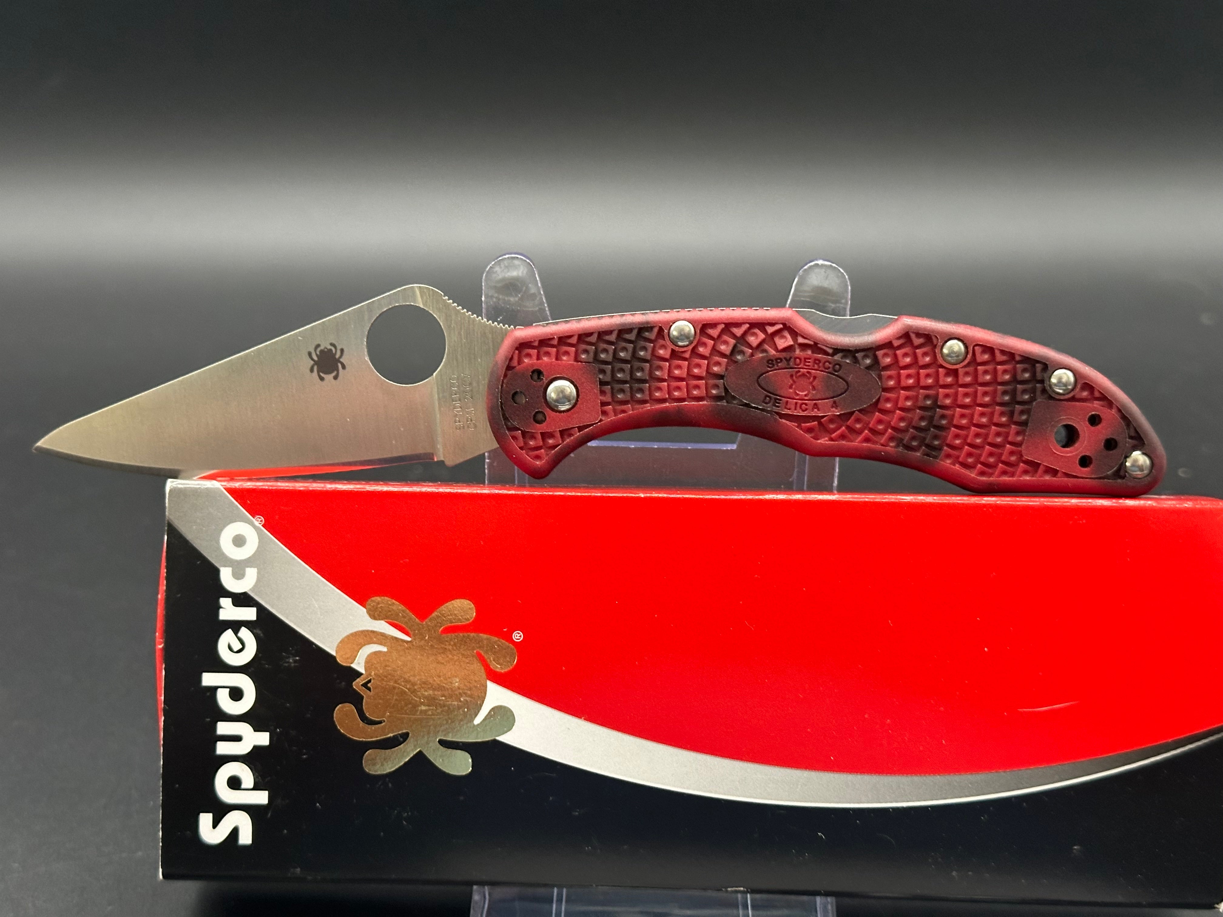 Spyderco Delica 4 Folding Knife - FRN Handle, Red/Black Zome Pattern (DLT Trading Exclusive) | EDC, Outdoor, Camping & Everyday Carry Pocket Knife