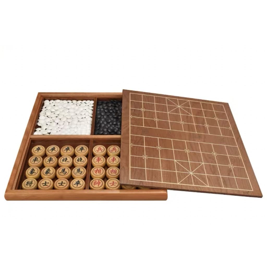 YUMM Double-Sided Chessboard Set - Xiangqi, Go, Gobang & Strategy Games for Beginners, Training & Competition - 4.8CM/1.9