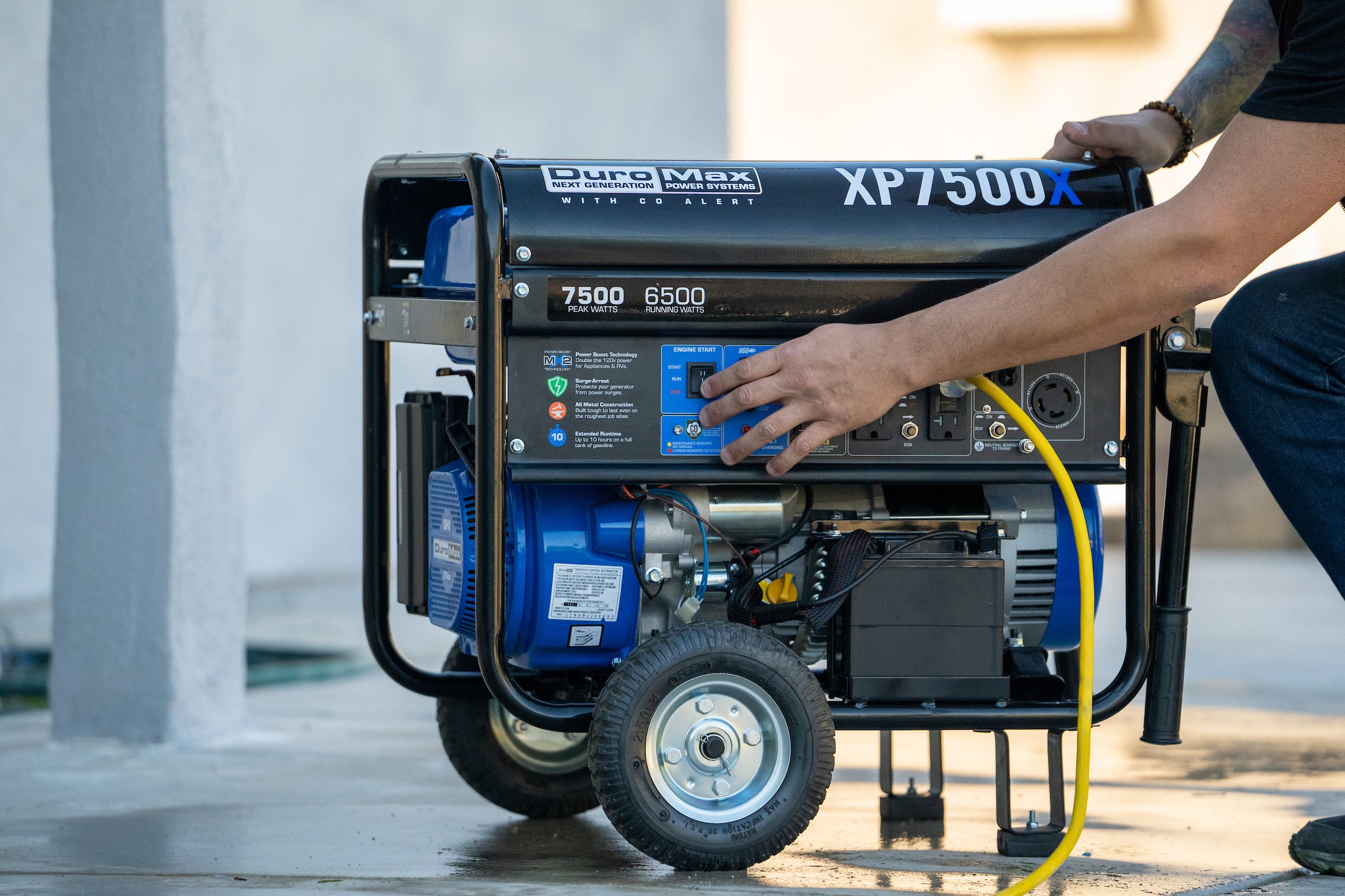 7,500 Watt Portable Gasoline Generator with CO Alert - Reliable Backup Power for Home, Camping & Outdoor Emergencies