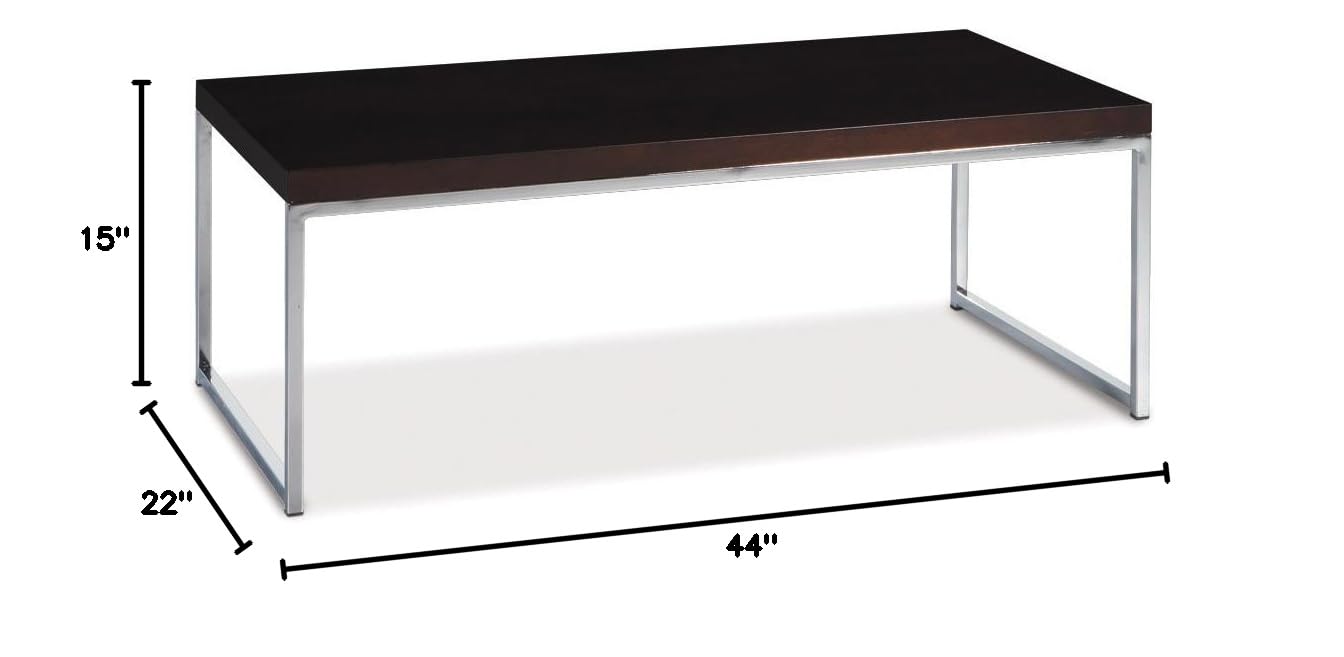 Chrome Base Espresso Coffee Table - Modern Home & Office Decor