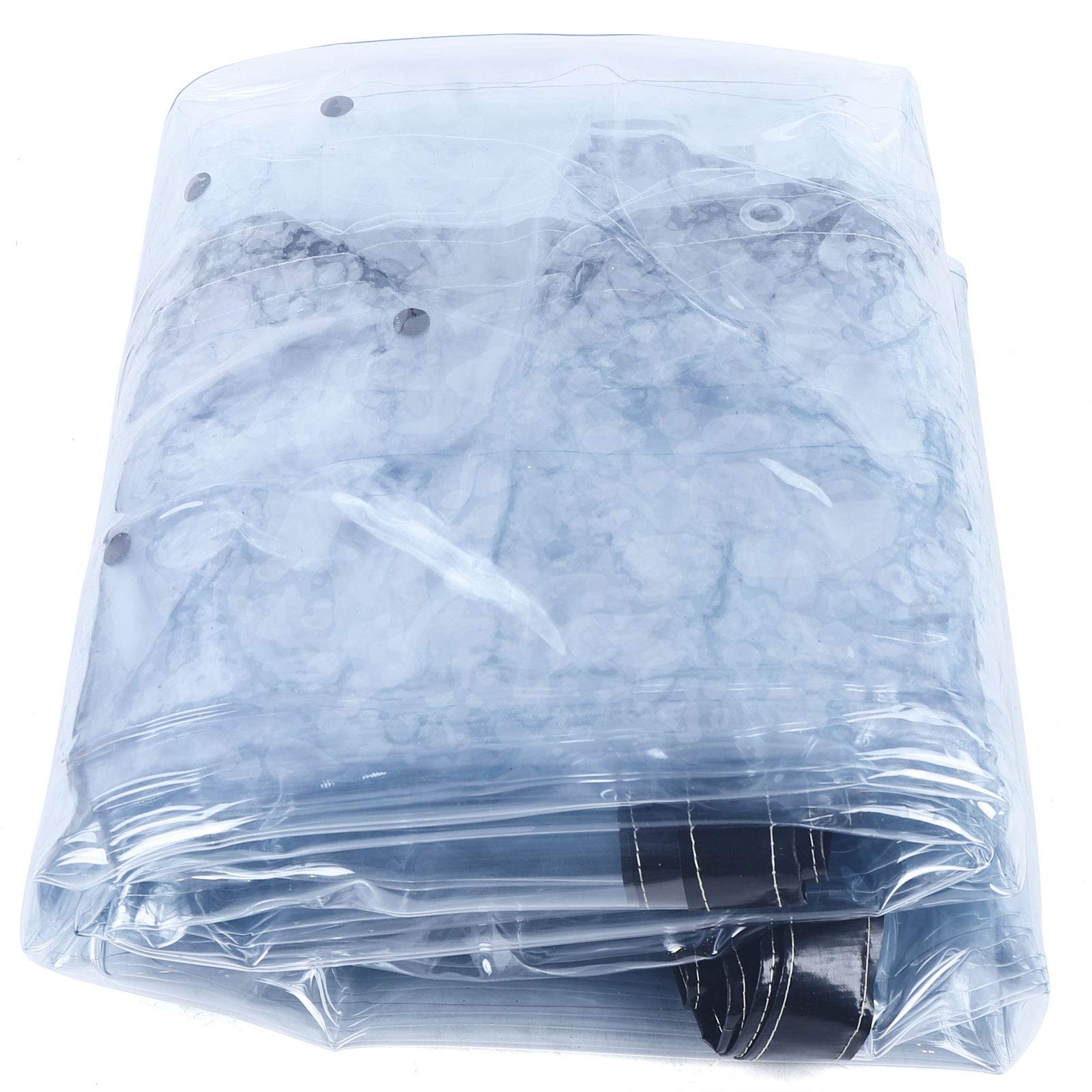 Commercial Grade Waterproof Clear Vinyl Awning Canopy - 8x10 Feet (2.5x3 M) Roll-Up Patio Enclosure for Tents, Awnings & Canopies - Black - Perfect for Outdoor Dining, Garden Shade & Event Shelter