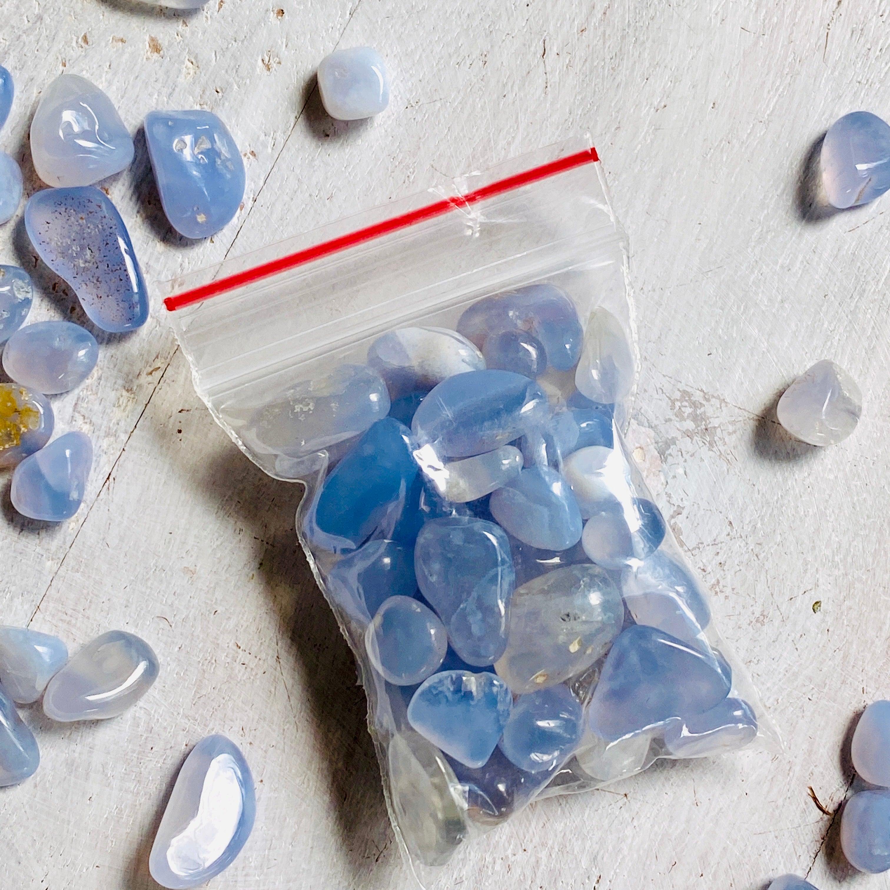 50g Mini Tumbled Blue Chalcedony Stones - Natural Healing Crystals for Meditation, Jewelry Making & Home Decor