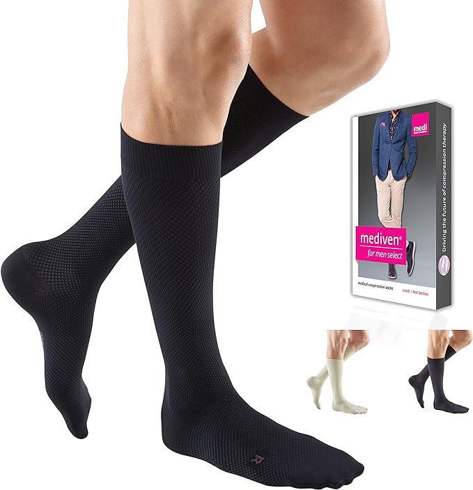 Mediven Men's Select 20-30 mmHg Compression Socks for Calf Support - Closed Toe Standard Fit - Ideal for Travel, Sports & Varicose Vein Relief