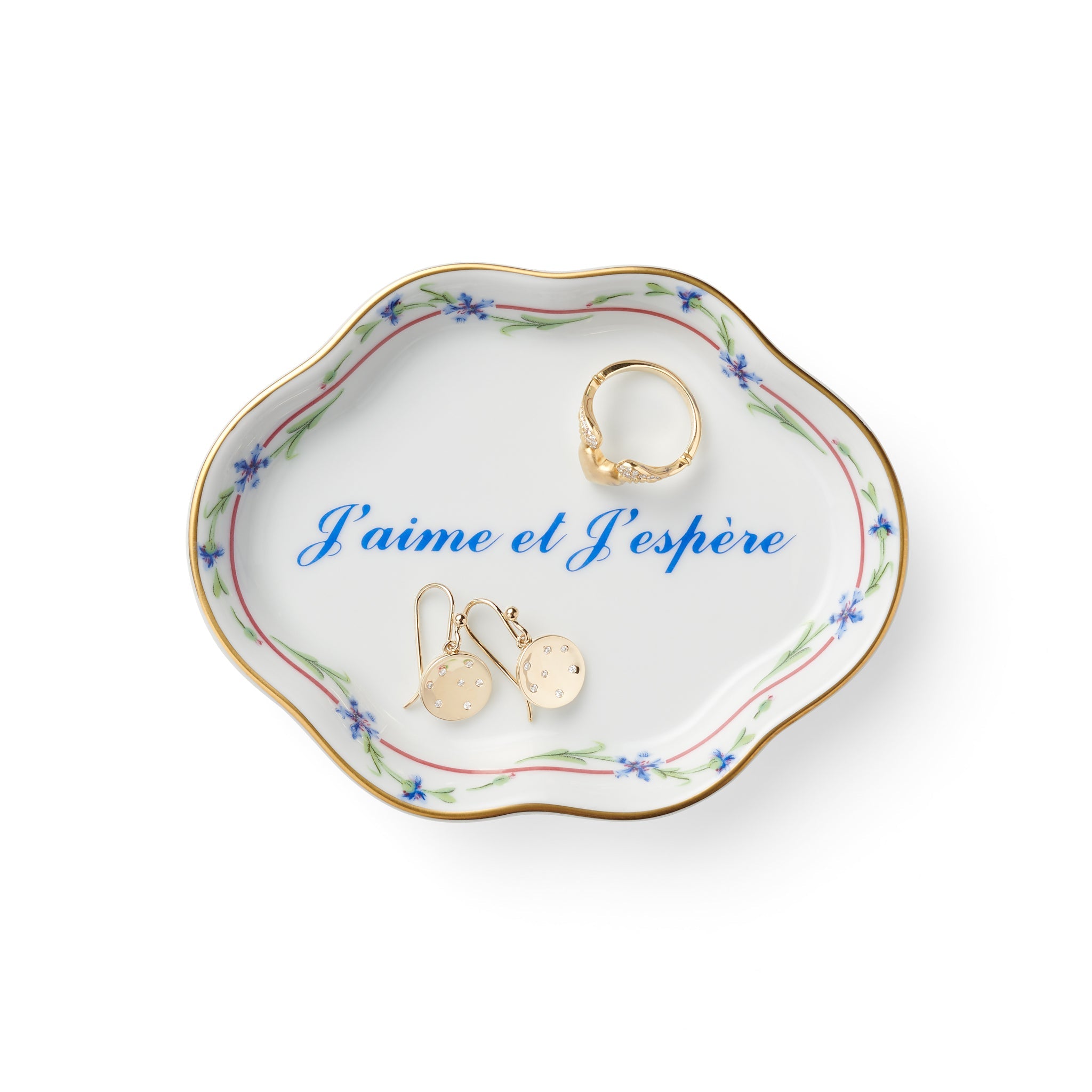 J'aime et J'espère Ring Tray - Elegant Jewelry Organizer for Rings, Watches & Bracelets | Perfect for Bedroom Vanity, Bathroom Counter & Wedding Display