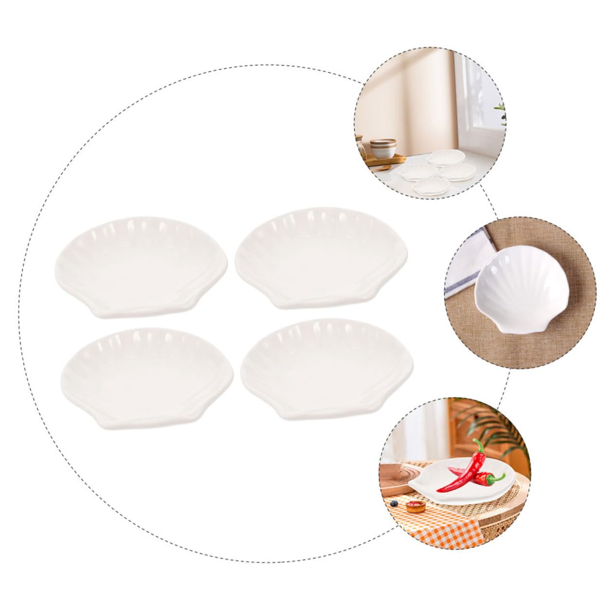 Premium Ceramic Tea Bag Holders & Coasters Set of 4 - Shell Design Tea Rest for Loose Leaf & Bagged Tea - Perfect for Tea Rooms, Restaurants, and Home Tea Ceremonies