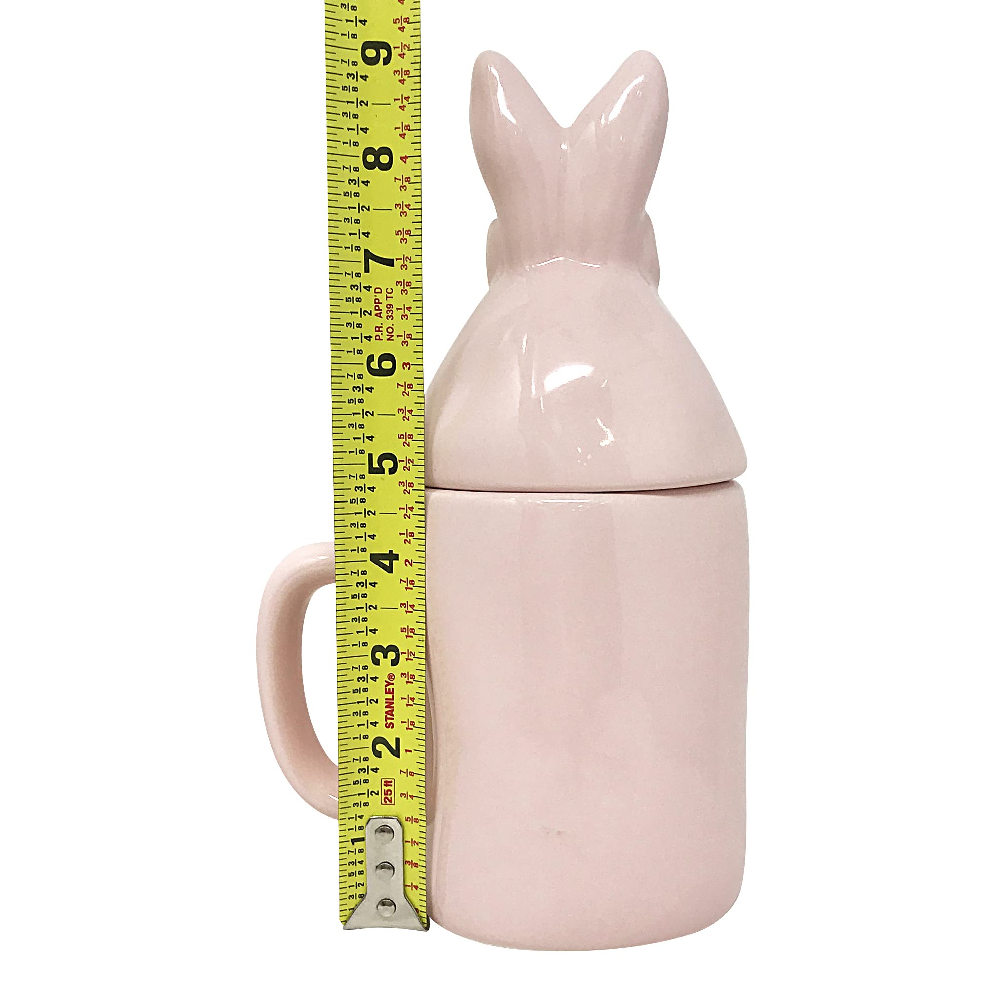 Rae Dunn Ceramic Easter Mug with Decorative Lid - Pink Cotton Tail Cutie Bunny Design for Coffee, Tea & Hot Drinks - Perfect for Spring Celebrations, Easter Gifts & Home Decor