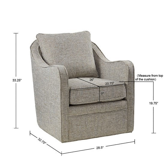 Brianne Wide Seat Swivel Arm Chair - Modern Accent Chair for Living Room, Office & Lounge - 360 Degree Rotating Comfortable Upholstered Chair with Padded Seat