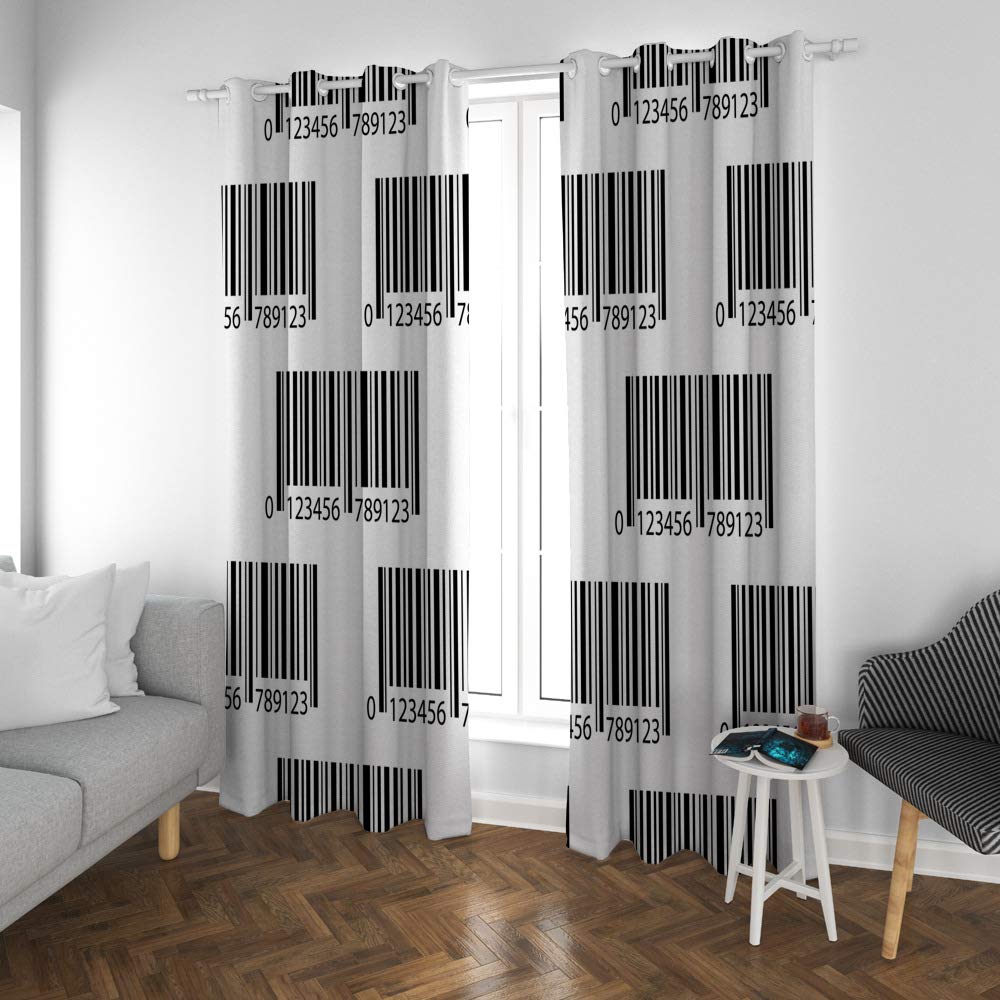 Kuizee Blackout Curtains 84x55 Inch - Sun Blocking Thermal Insulated Grommet Top Window Drapes with Fun Barcode Technology Design for Living Room & Bedroom, 2 Panels - Perfect for Home Theater, Night Shift Workers & Light Sleepers