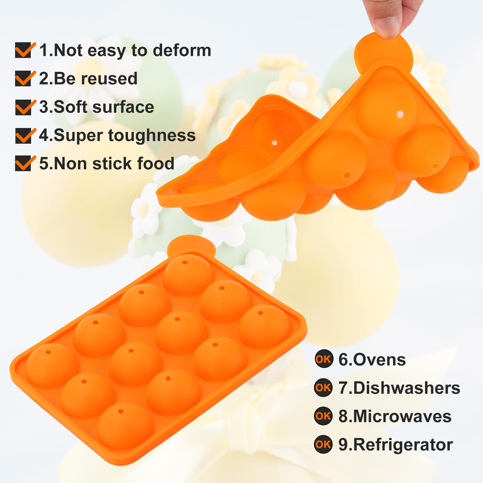 302Pcs Cake Pop Mold Kit - 12 Cavity Silicone Cake Pop Maker with 100 Sticks, 100 Candy Bags, 100 Gold Ties & 15-Hole Acrylic Lollipop Holder - Perfect for Birthday Parties, Baby Showers & DIY Dessert Making