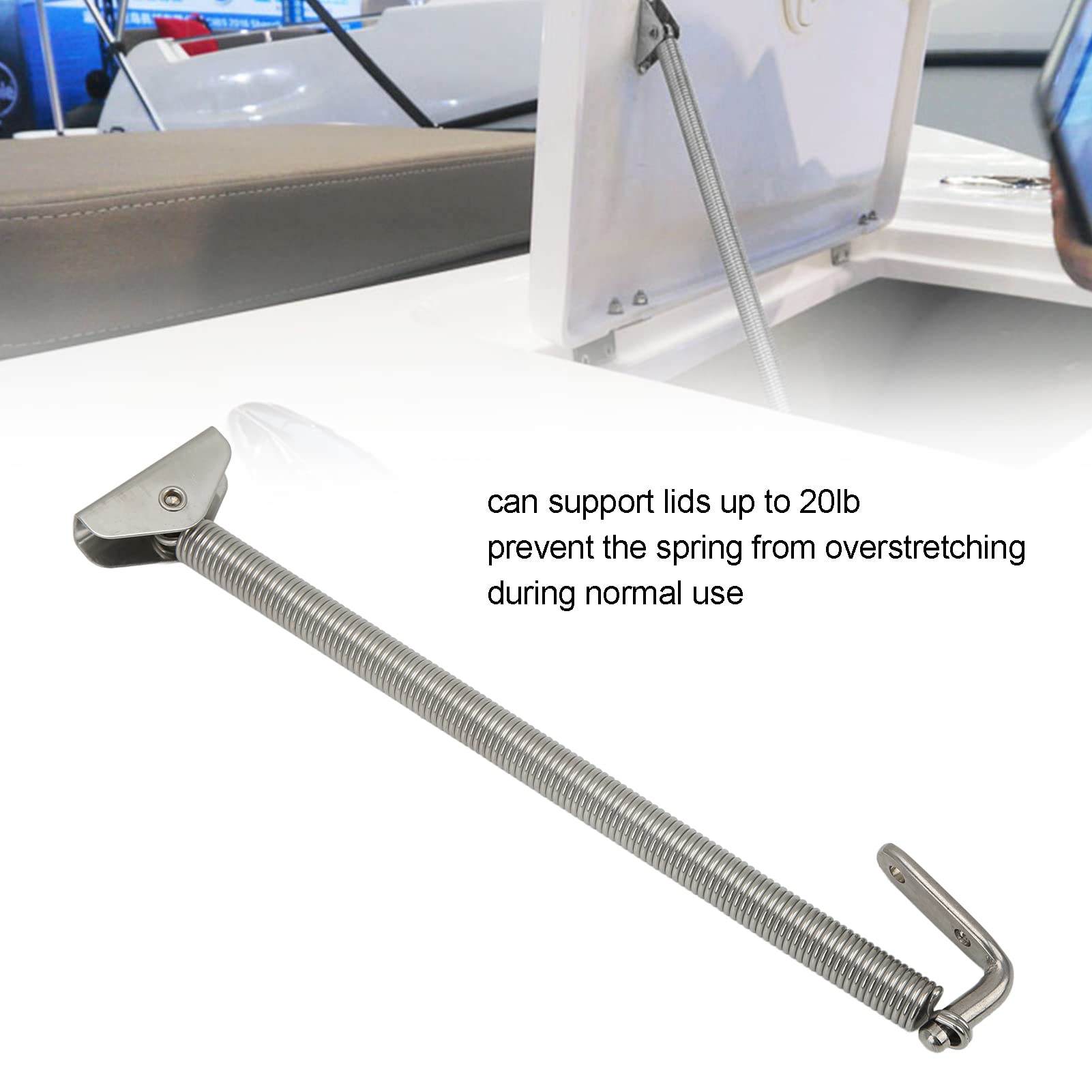 10-1/4 Inch 304 Stainless Steel Heavy Duty Marine Spring Hatch Holder - Boat Hatch Lid Support Spring Accessory for Yacht, Ship & Marine Applications (2913S) | Perfect for Deck Hatches, Cabin Doors & Storage Compartments