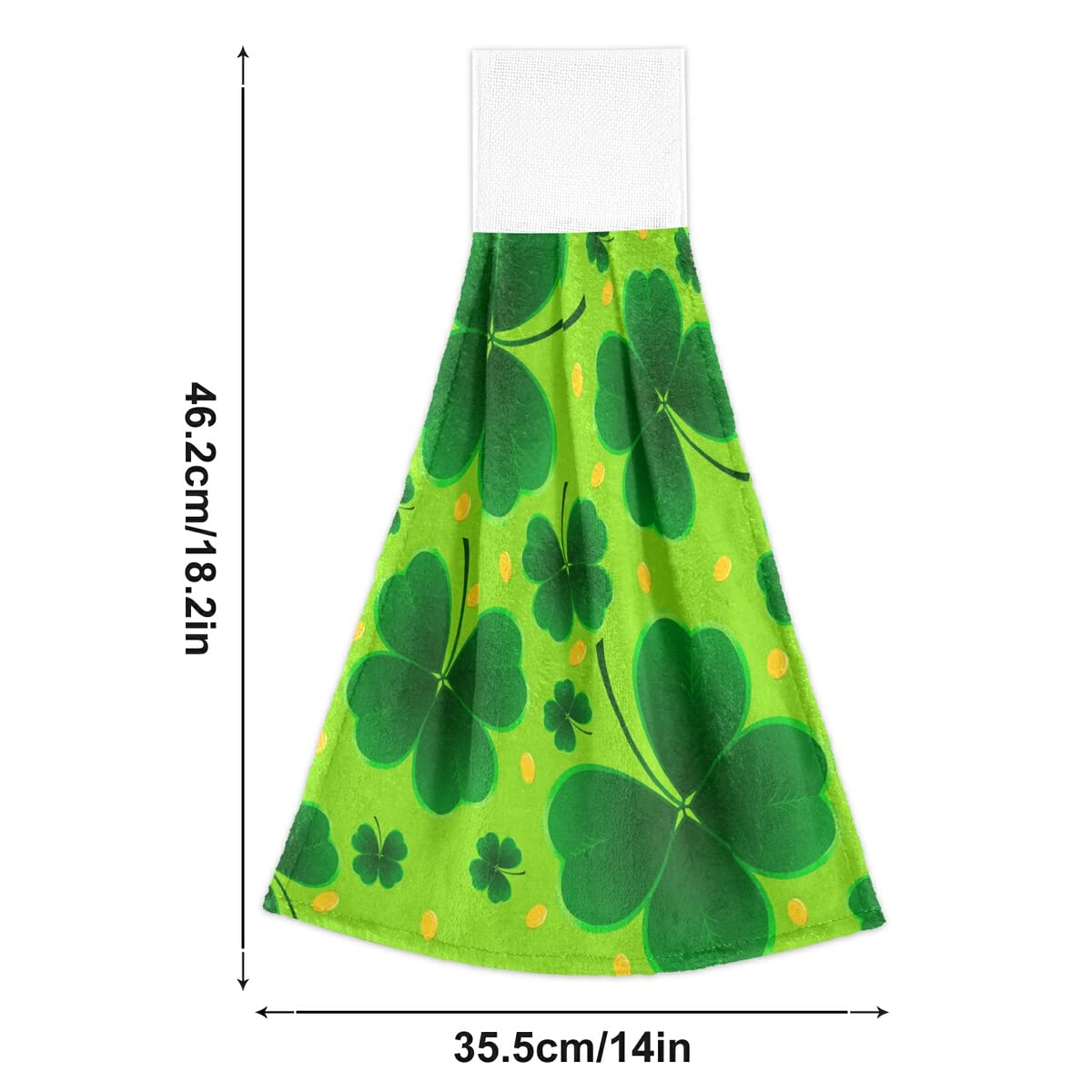 2 Pack St. Patrick's Day Hand Towels - Clover Shamrock Design for Kitchen, Bath, Gym & Yoga | Soft Absorbent Towels for Hands, Face & Hair | Dishcloth & Hanging Towel for Home Decor & Holiday Gifts