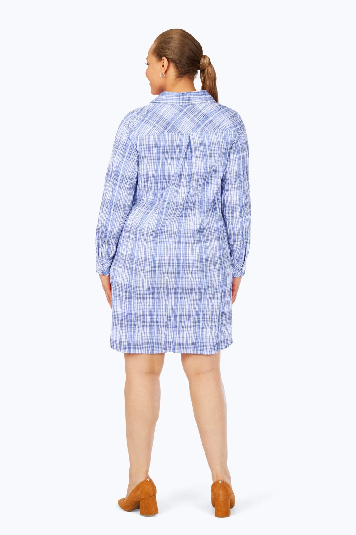 Delaney Plus Purely Plaid Crinkle Long Sleeve Dress for Women - Soft Cotton Flannel Plaid Dress for Fall & Winter, Perfect for Casual Outings, Holiday Parties and Family Gatherings