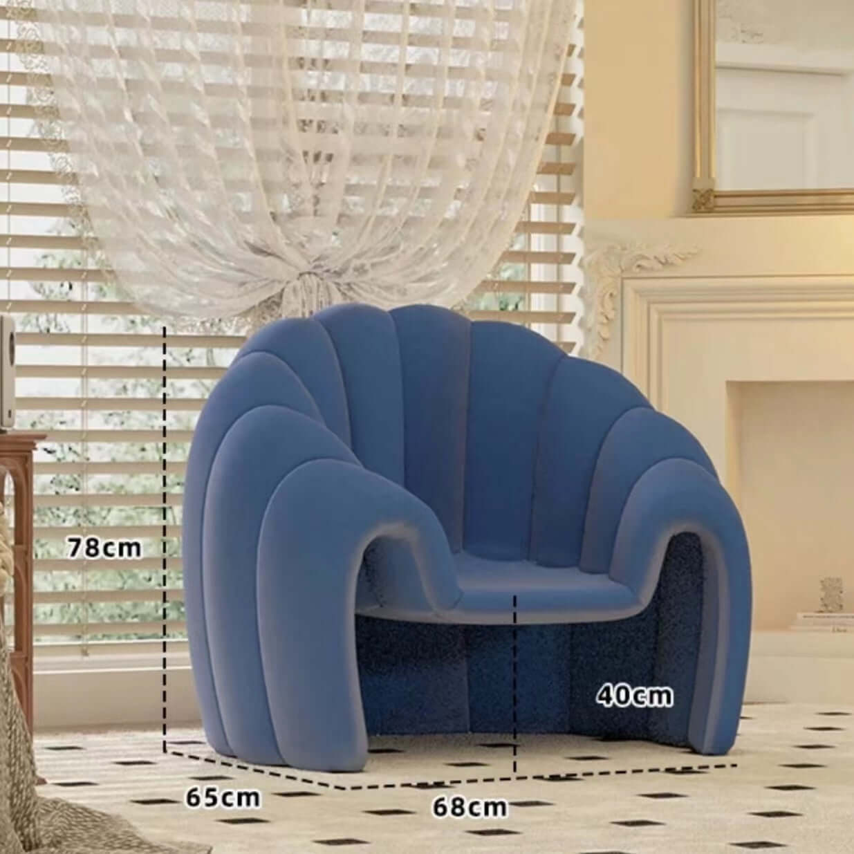 Modern Velvet Accent Chair with Ottoman - White, Brown & Blue Banana/Pumpkin Design - Perfect for Living Room, Bedroom or Home Office Decor