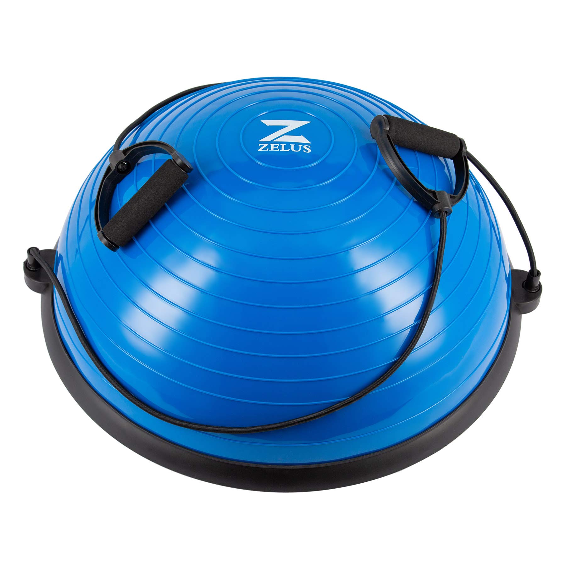 ZELUS 23 Inch Inflatable Balance Ball Trainer with Resistance Bands & Foot Pump - 330lb Capacity Stability Half Ball for Core Strength, Yoga, Home Gym Workouts - Perfect for Balance Training, Pilates & Fitness Exercises