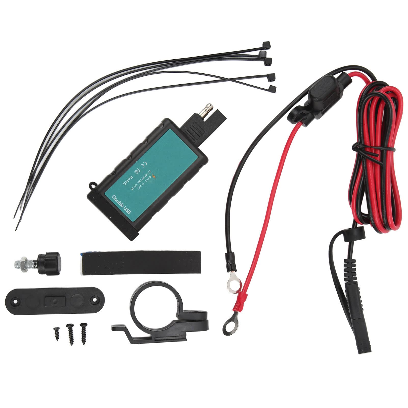 Astibym Motorcycle Dual USB Fast Charger with Independent Switch - IP66 Waterproof, 12-24V DC Input, Stable Output - Perfect for ATV, SUV, Boats & Outdoor Adventures