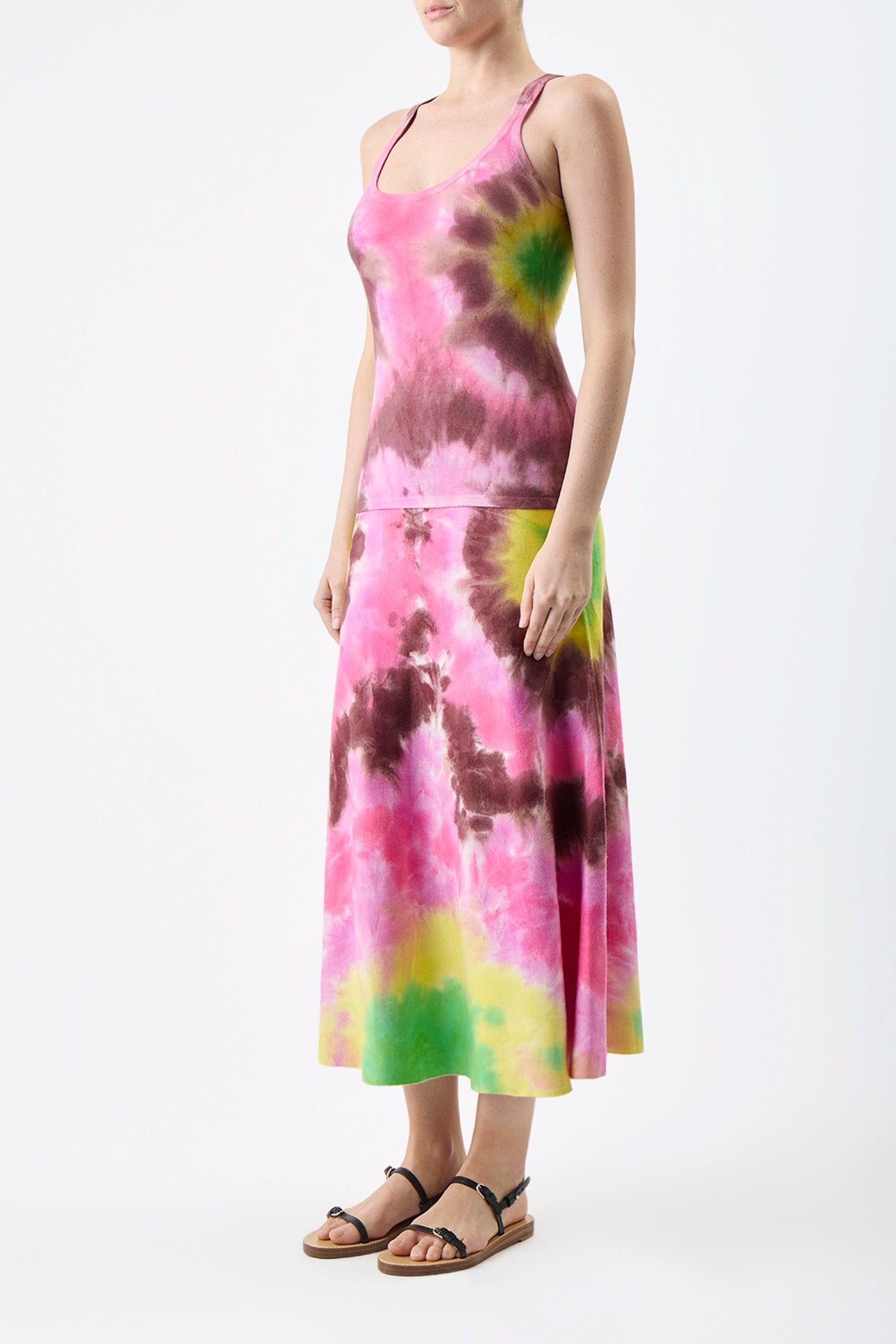Graham Knit Tank Top in Multi Tie Dye Cashmere - Soft & Stylish Women's Summer Tops for Casual Wear & Beach Outfits