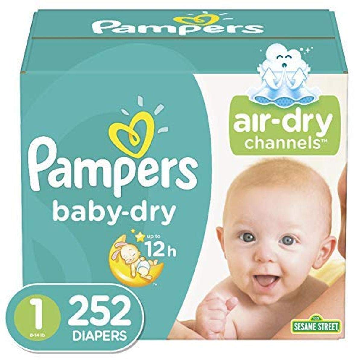 Pampers Baby Dry Disposable Diapers Newborn/Size 1 - 252 Count (1 Month Supply) with 1152 Count Pampers Complete Clean Scented Wipes | Ultra Absorbent for Overnight Protection | Perfect for Newborn Care, Daycare & Travel Essentials