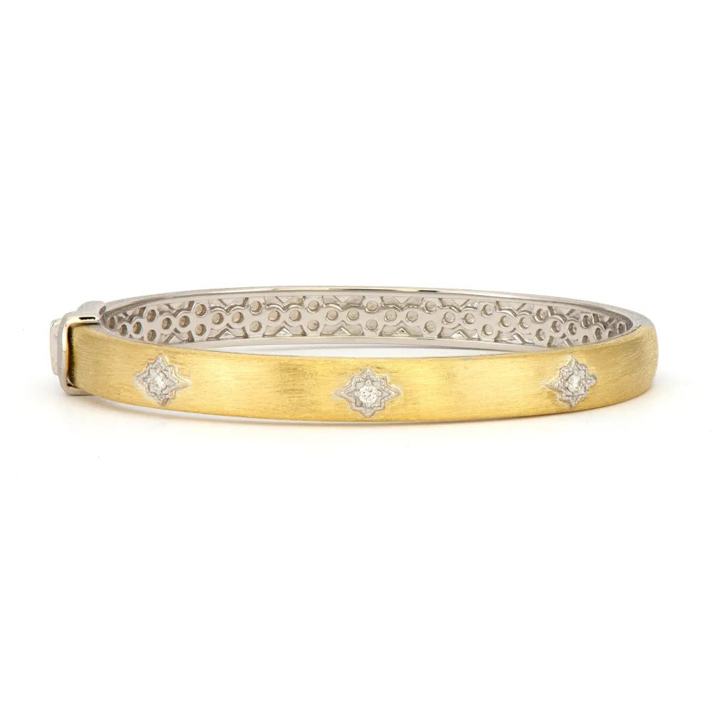 Jude Frances Moroccan Star Diamond Wide Bangle Bracelet for Women - Elegant Gold & Silver Cuff Jewelry for Parties, Weddings & Special Occasions