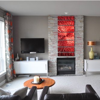 Modern Abstract Metal Wall Sculpture - Rhythmic Energy Red Contemporary Artwork for Home & Office Decor | Perfect for Living Room, Bedroom or Entryway