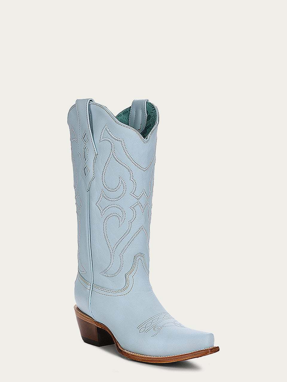 Women's Baby Blue Embroidered Snip Toe Cowboy Boots - Stylish Western Boots for Country Dancing, Rodeo & Casual Outfits