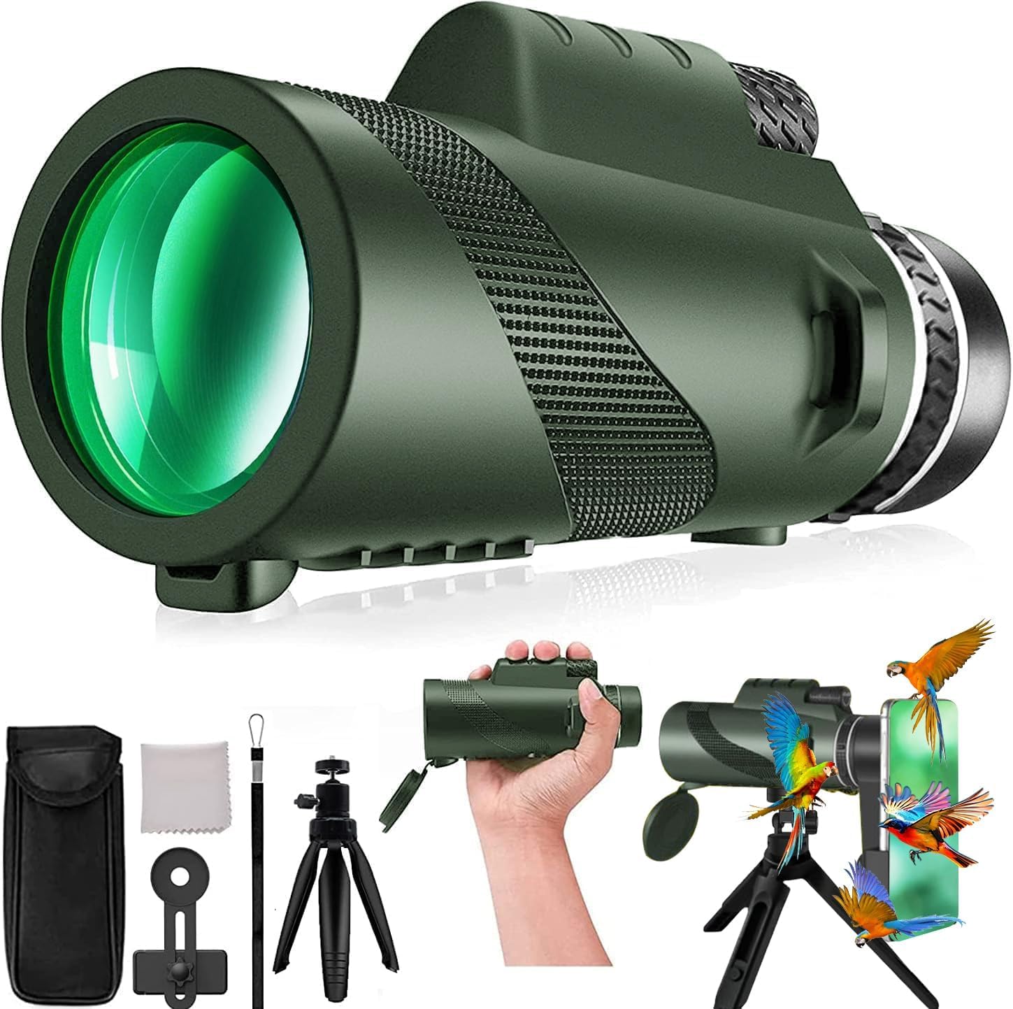 80x100 High Power Monocular Telescope for Adults - HD Smartphone Compatible for Stargazing, Hunting, Bird Watching | Perfect for Outdoor Activities, Travel, Camping & Hiking Adventures