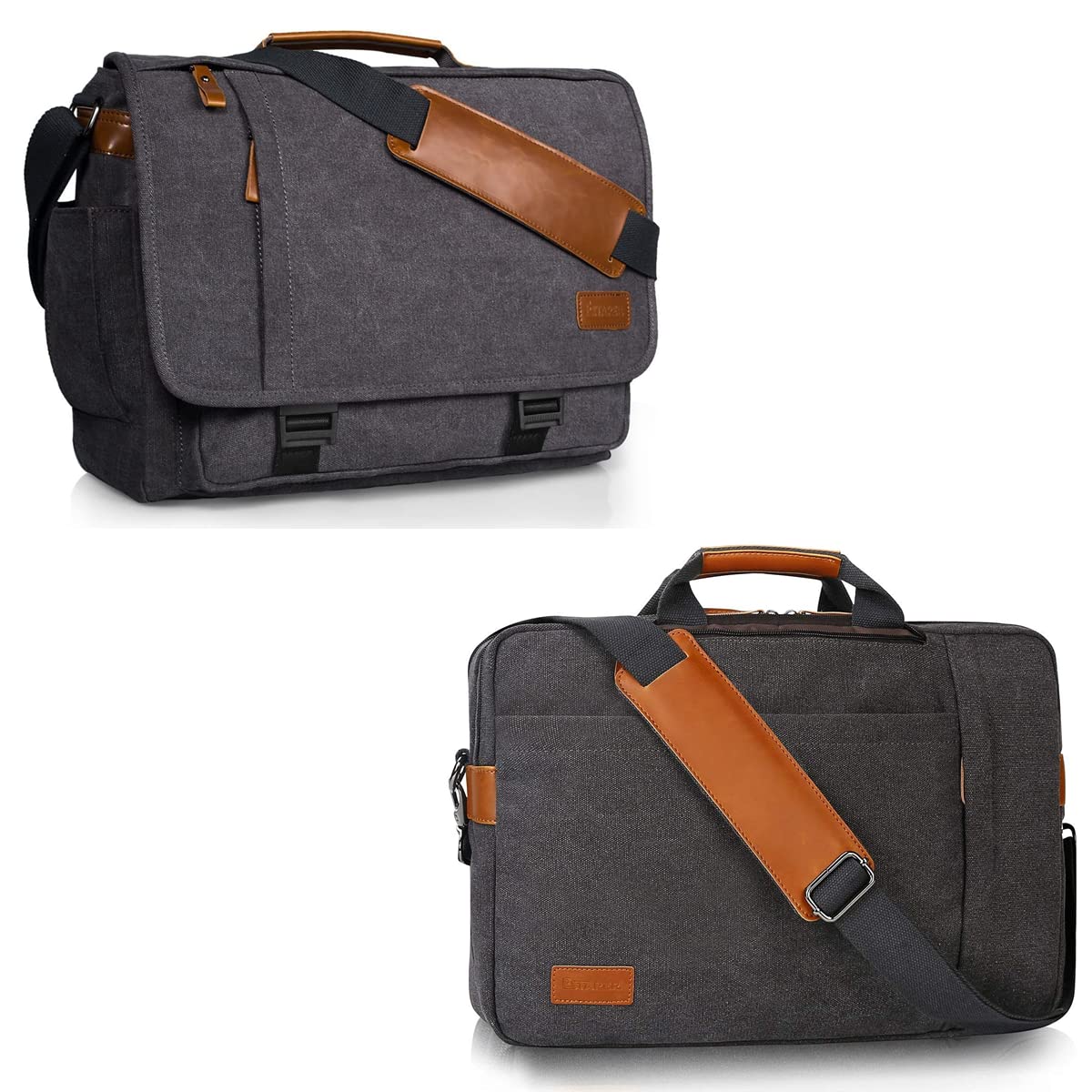 ESTARER 17-17.3 Inch Waterproof Laptop Messenger Bag - 3-in-1 Convertible Backpack for Business, Travel & School - Fits 17.3 Inch Notebooks & Accessories