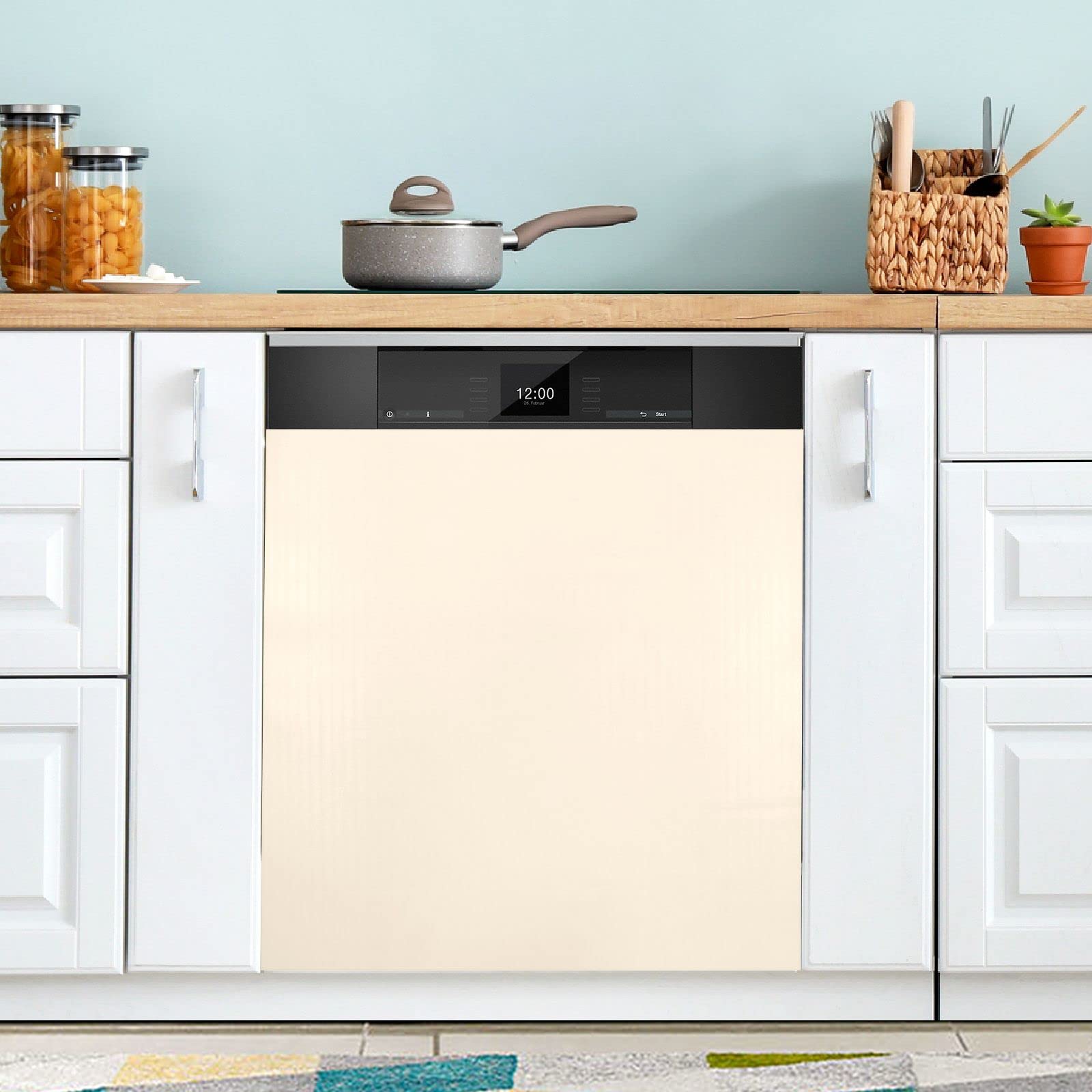 Bisque Magnetic Dishwasher Cover - Decorative Sticker Panel for Dishwasher & Fridge - Waterproof Kitchen Decoration - Perfect for Home, Apartment & RV Use