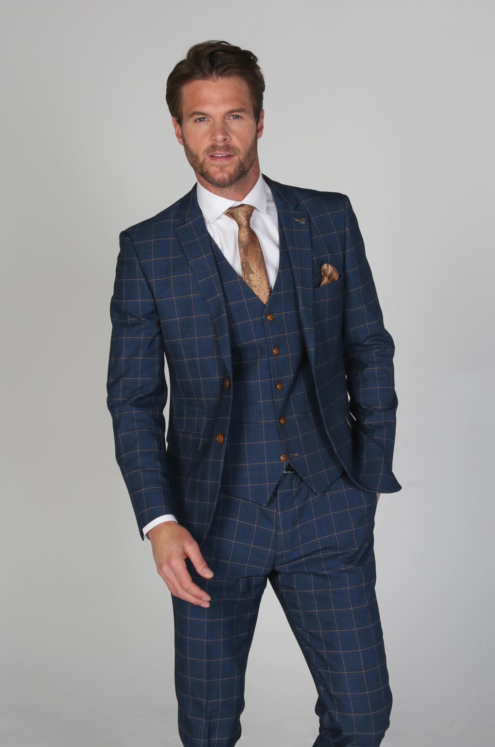 Hamleys Navy Blue Men's Three Piece Suit | Formal Business Attire | Perfect for Weddings, Office & Special Occasions