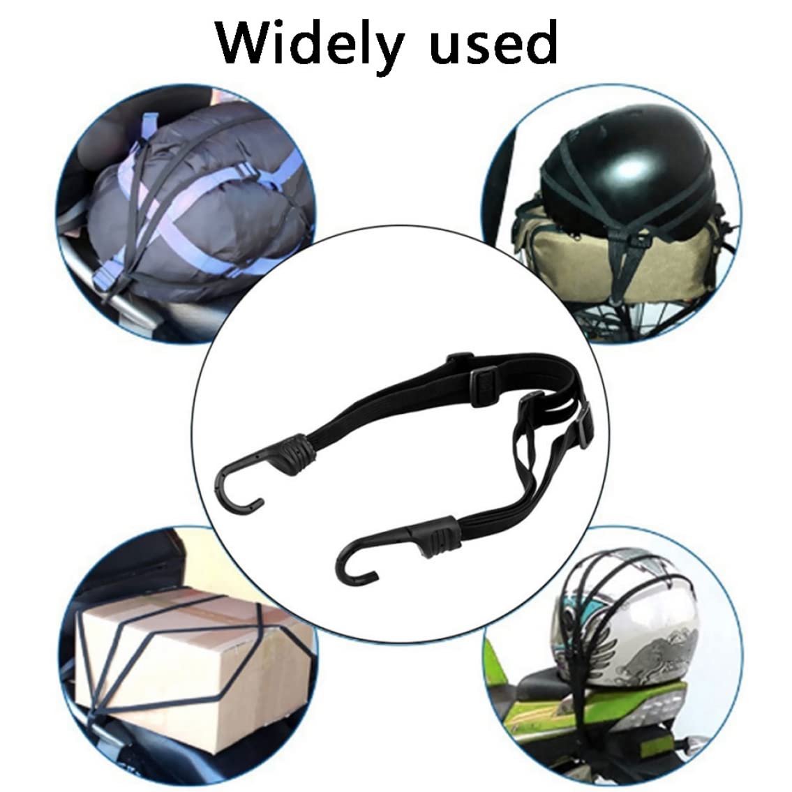 Adjustable Black Luggage Rubber Elastic Straps with Hooks for Motorcycle & Bike - Secure Travel Gear for Commuting, Camping & Outdoor Adventures