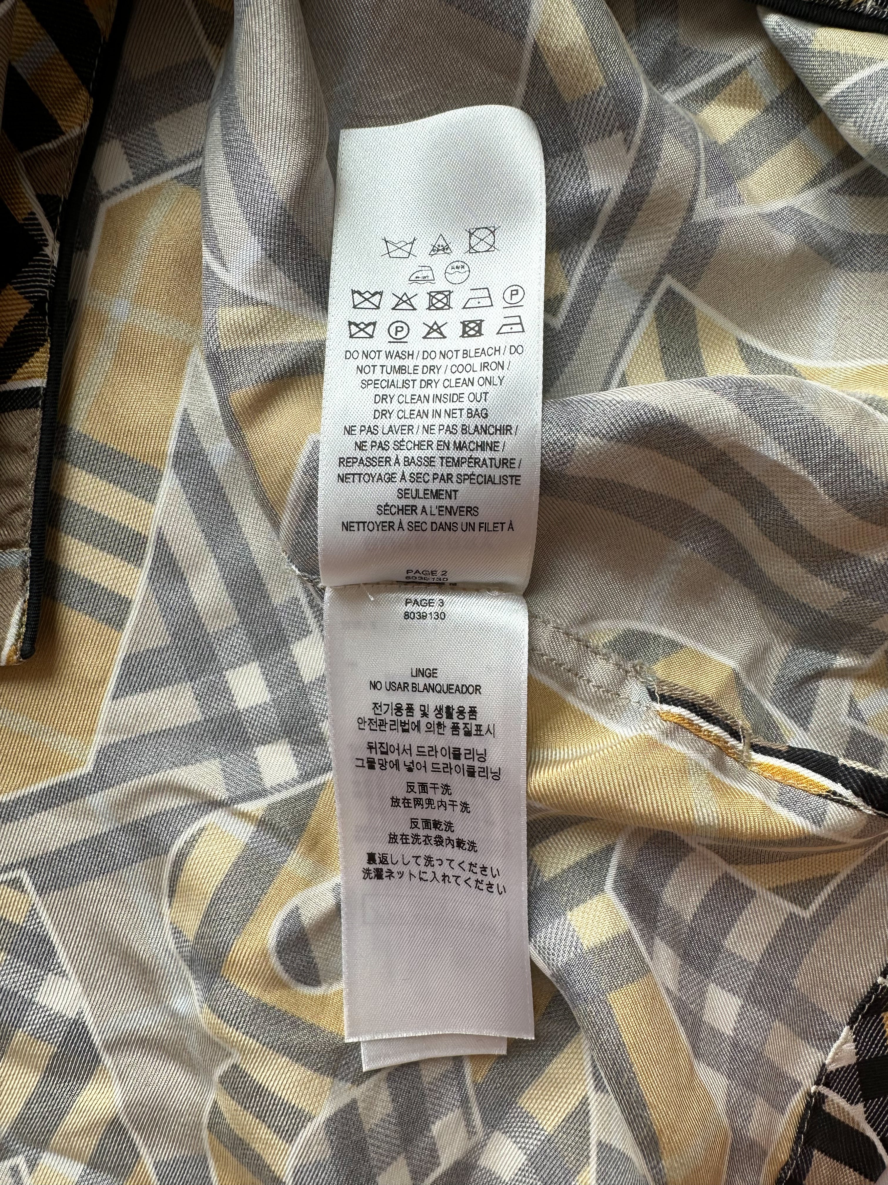 Burberry Beige & Yellow Repeat Logo Silk Shirt for Women - Luxury Designer Blouse for Office, Party & Special Occasions