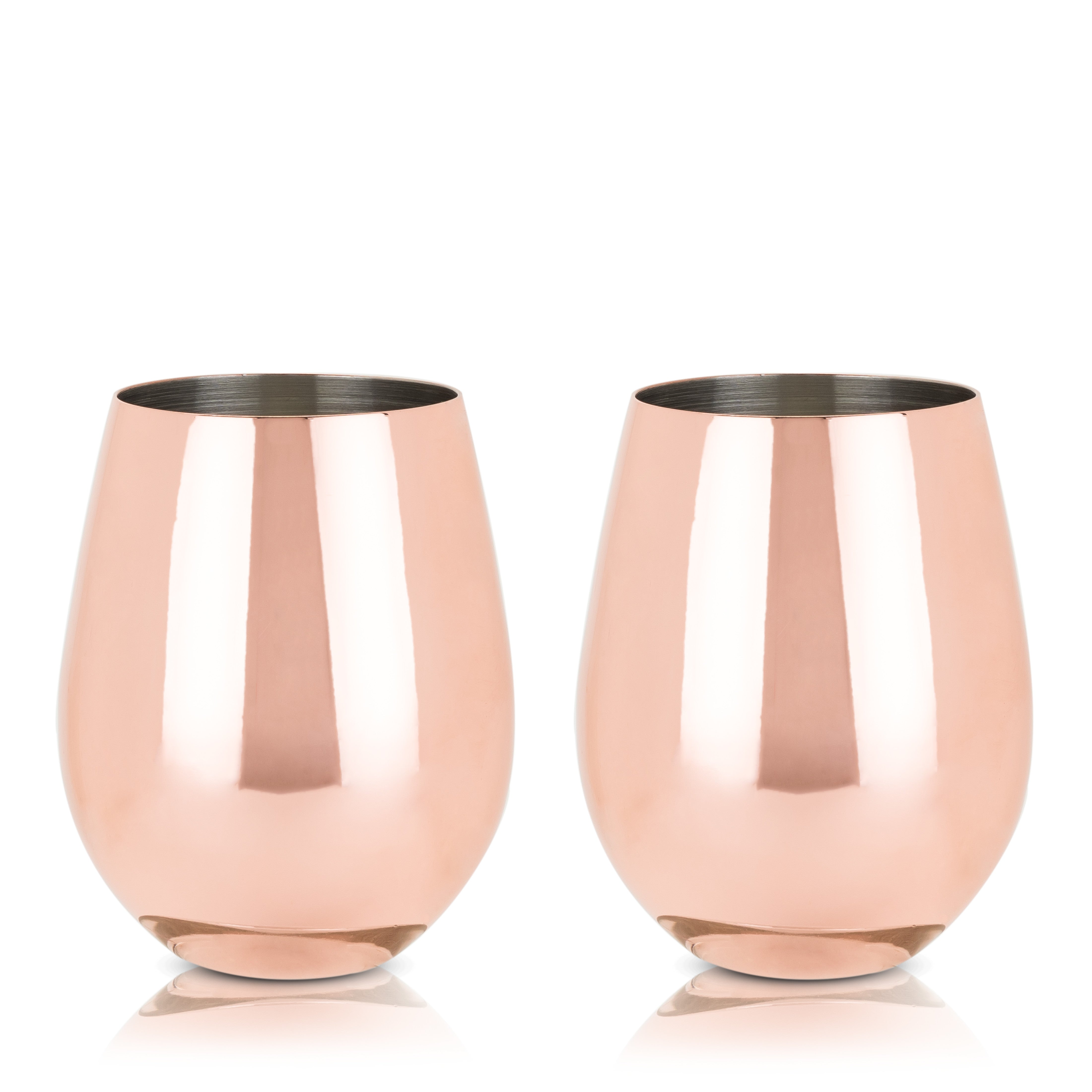 Premium Stainless Steel Stemless Wine Glasses - Copper Finish Set of 2 | Shatterproof & Dishwasher Safe | Perfect for Outdoor Parties, Picnics, and Home Entertaining