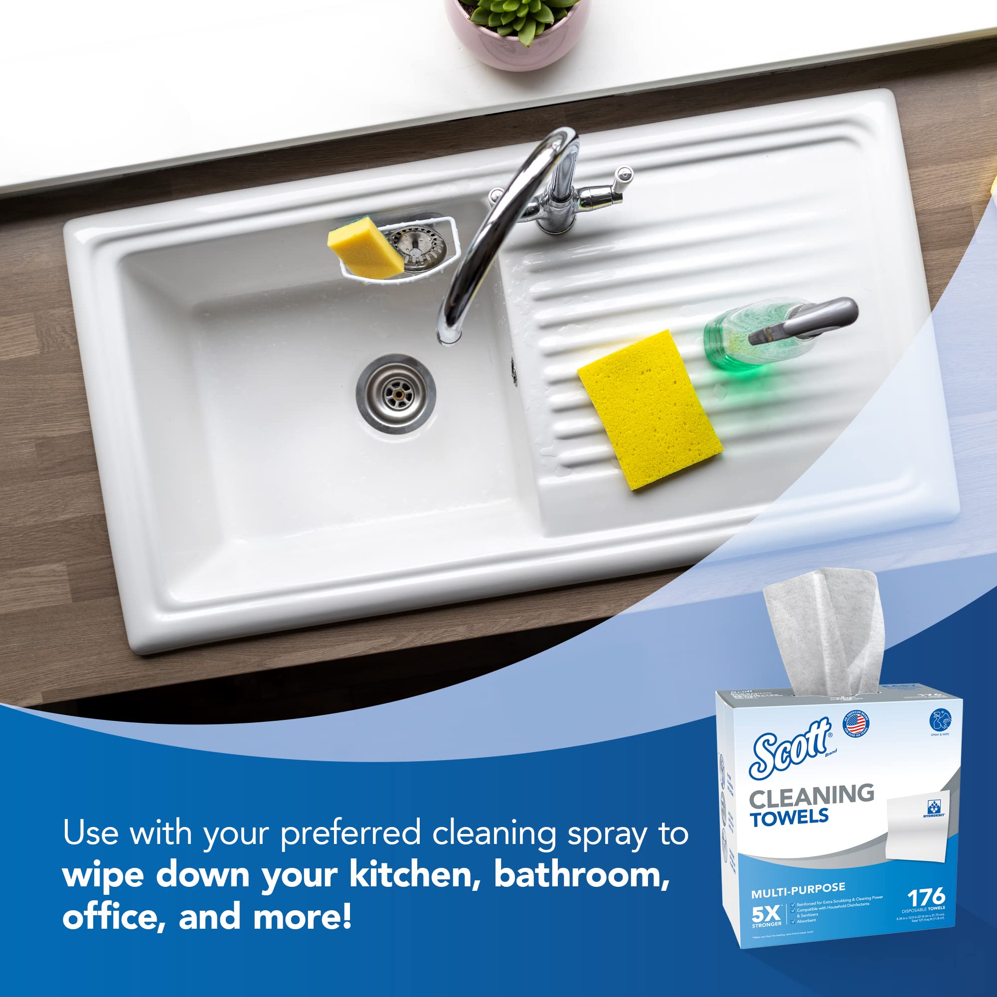 Scott Cleaning Towels (53892) - White, 176 Towels per Box, 10 Boxes per Case (1,760 Towels) - Bulk Disposable Towels for Commercial Cleaning, Janitorial Supplies, and Industrial Use