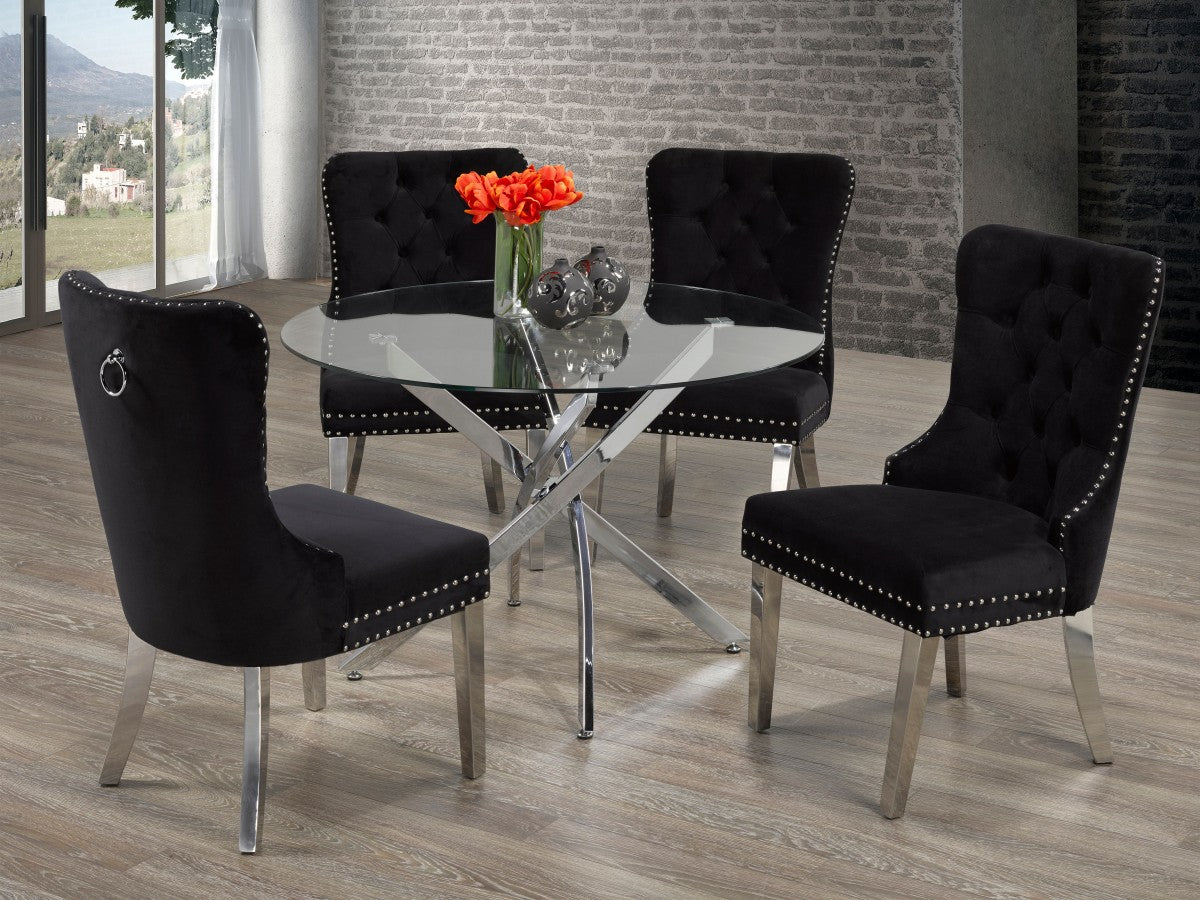 5 Piece Dining Set - Modern Black Kitchen Table & Chairs for Small Spaces | Perfect for Apartments, Breakfast Nooks & Cozy Family Meals