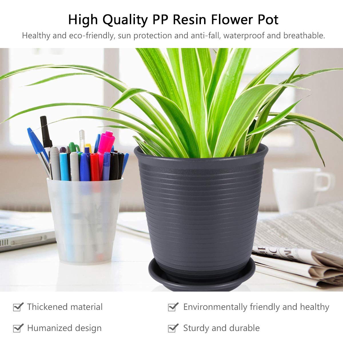 5pcs Mini Resin Succulent Plant Pots - Small Decorative Flower Planters for Home, Office, and Garden Decor